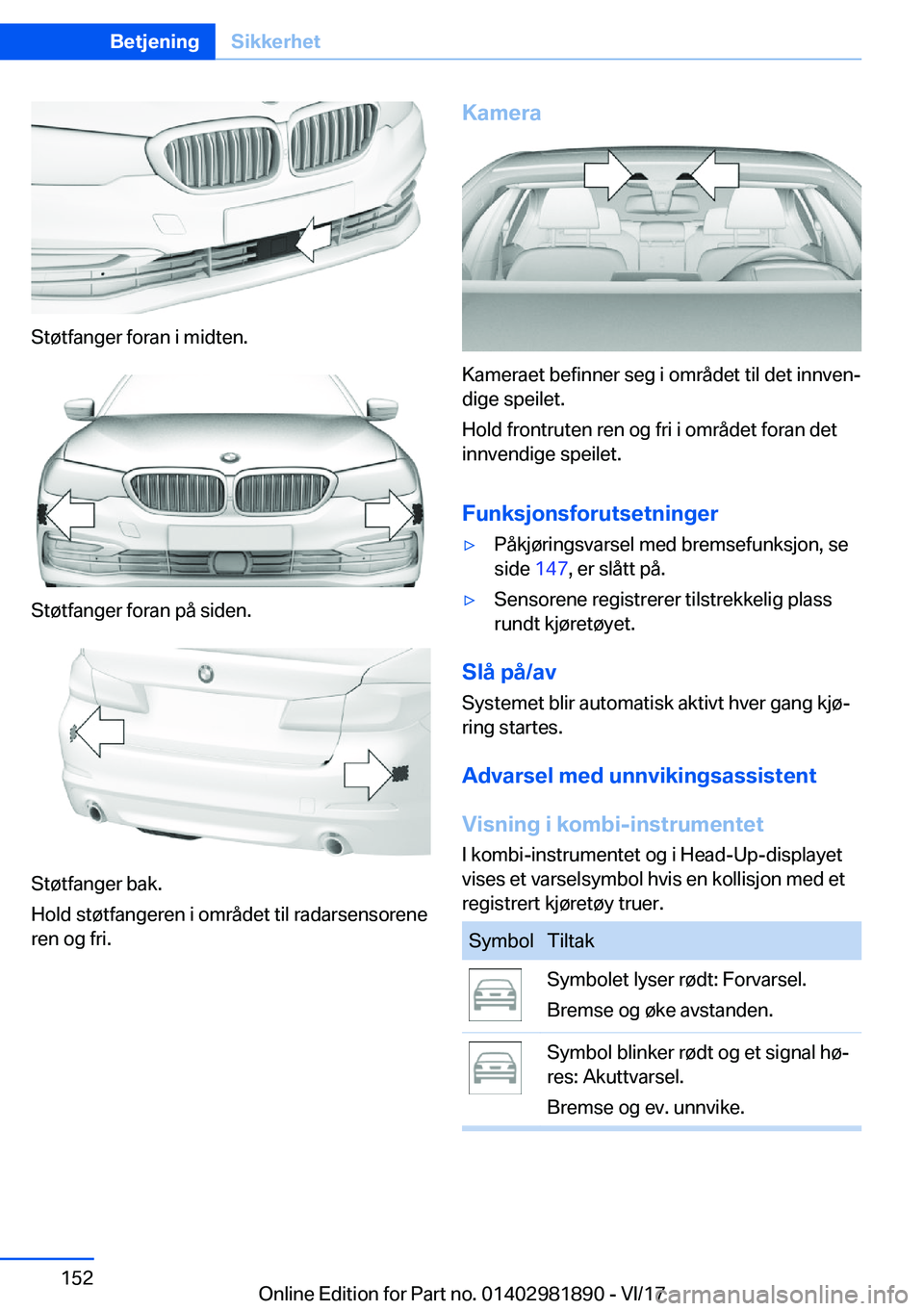BMW 5 SERIES 2018  InstruksjonsbØker (in Norwegian) �S�t�