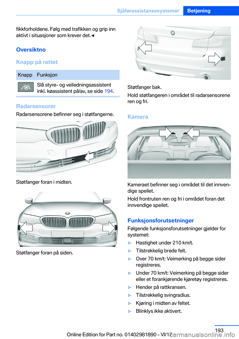BMW 5 SERIES 2018  InstruksjonsbØker (in Norwegian) �f�i�k�k�f�o�r�h�o�l�d�e�n�e�.� �F�