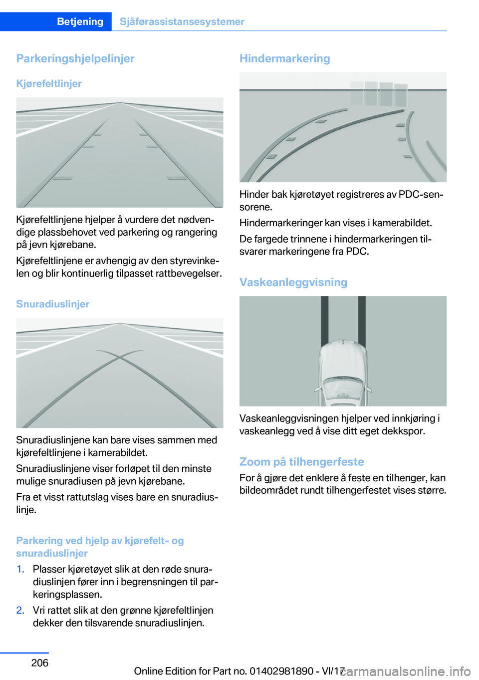 BMW 5 SERIES 2018  InstruksjonsbØker (in Norwegian) �P�a�r�k�e�r�i�n�g�s�h�j�e�l�p�e�l�i�n�j�e�r�K�j�