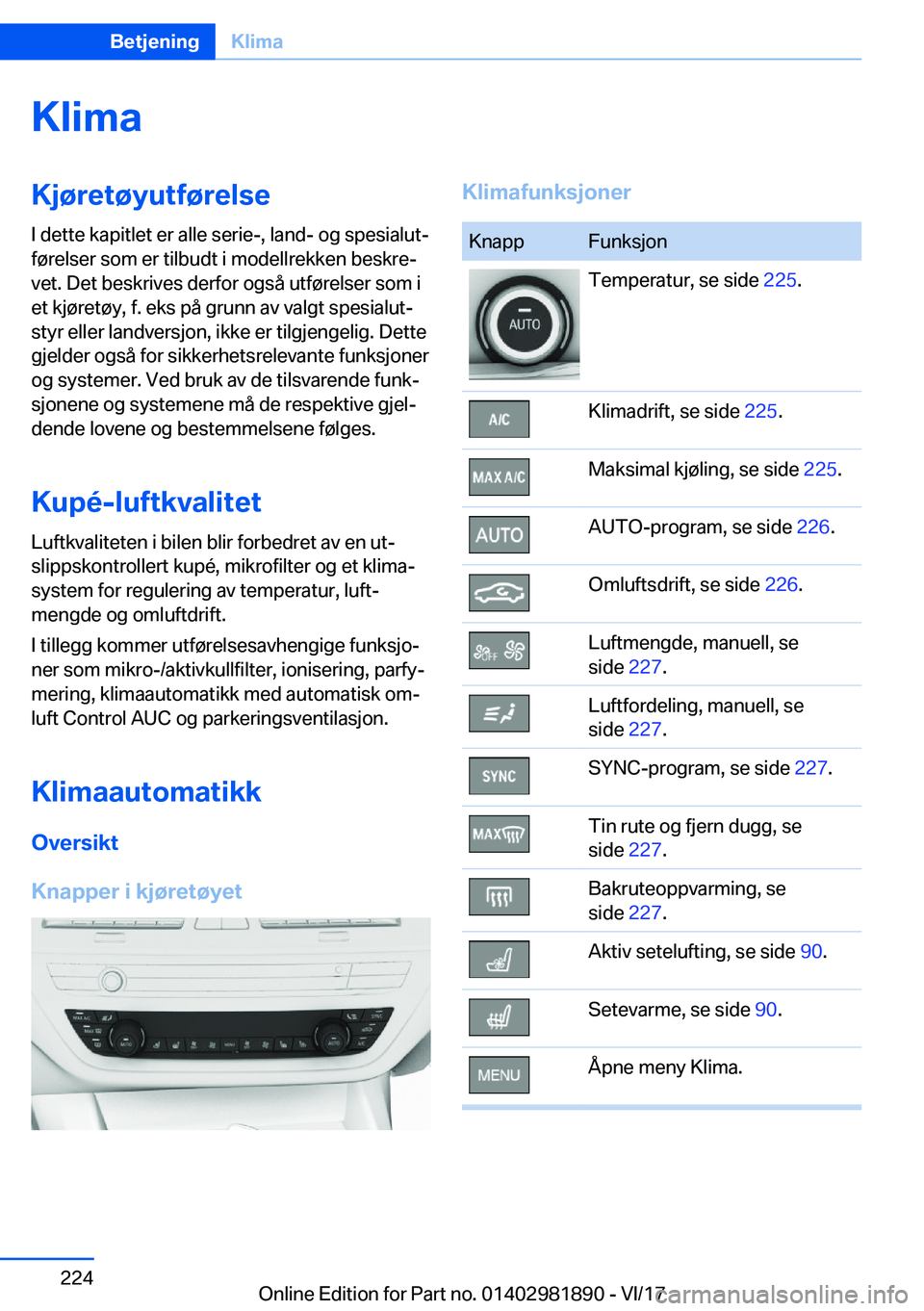 BMW 5 SERIES 2018  InstruksjonsbØker (in Norwegian) �K�l�i�m�a�K�j�