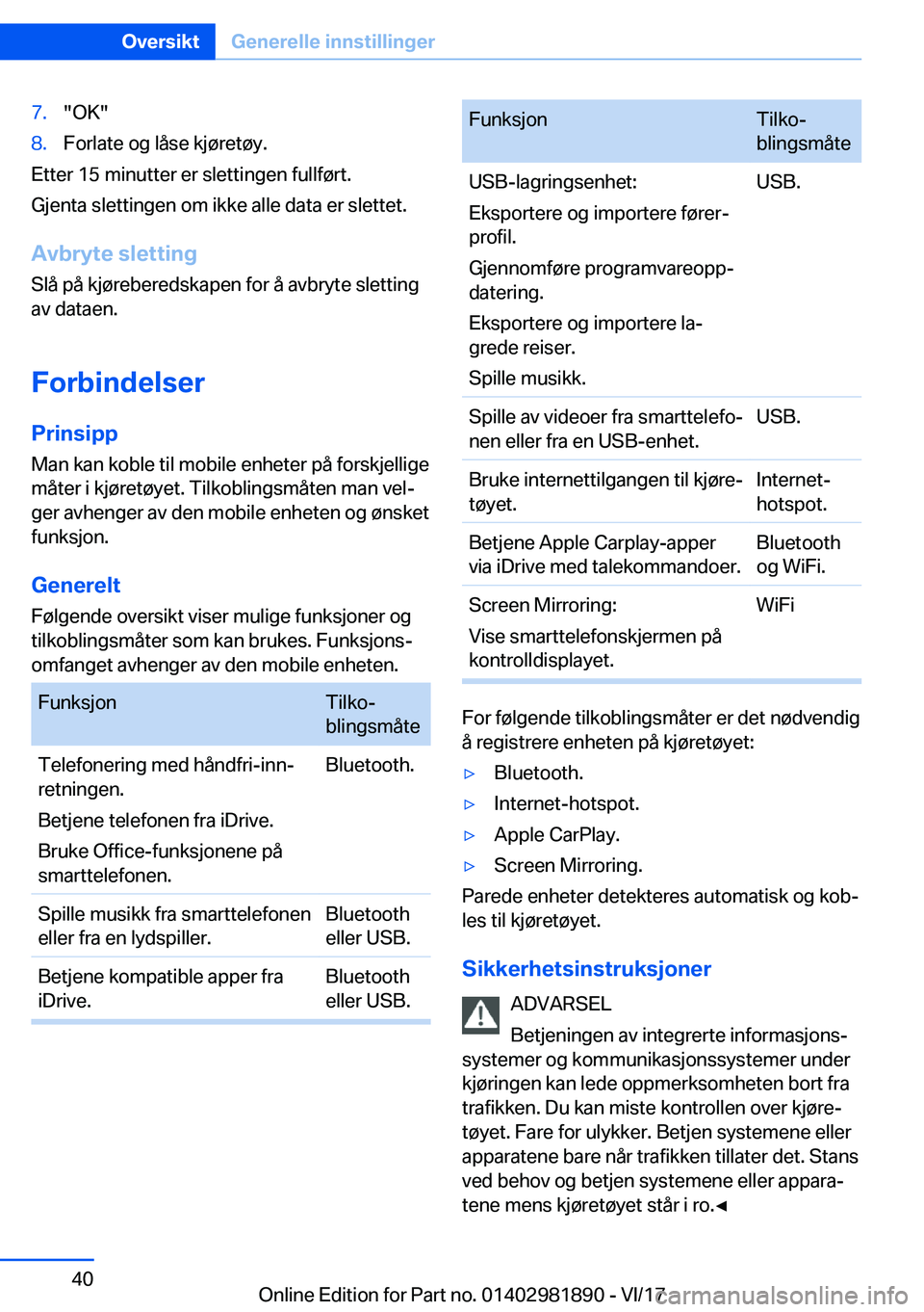 BMW 5 SERIES 2018  InstruksjonsbØker (in Norwegian) �7�.�"�O�K�"�8�.�F�o�r�l�a�t�e� �o�g� �l�å�s�e� �k�j�