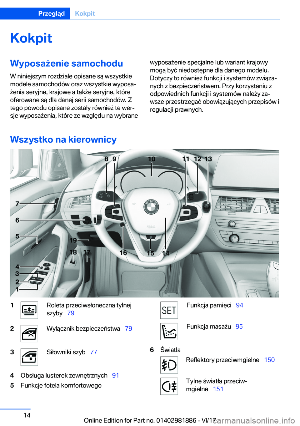 BMW 5 SERIES 2018  Instrukcja obsługi (in Polish) �K�o�k�p�i�t�W�y�p�o�s�a9�e�n�i�e��s�a�m�o�c�h�o�d�u�W� �n�i�n�i�e�j�s�z�y�m� �r�o�z�d�z�i�a�l�e� �o�p�i�s�a�n�e� �s�