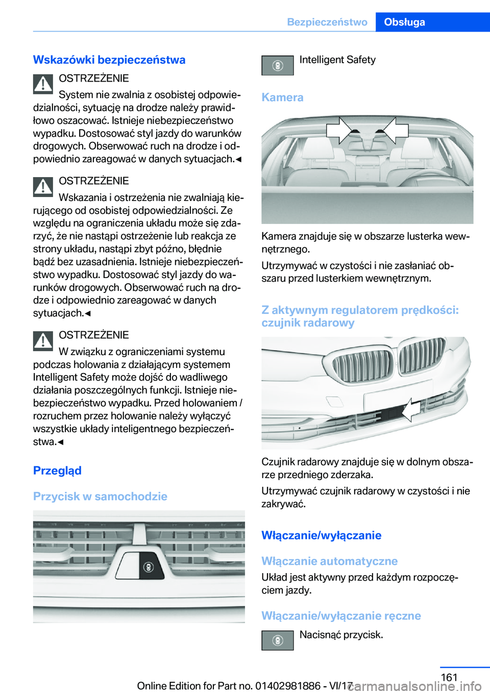 BMW 5 SERIES 2018  Instrukcja obsługi (in Polish) �W�s�k�a�z�