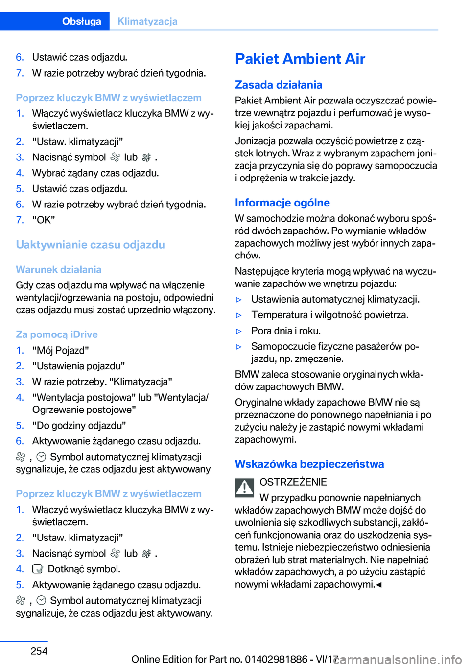 BMW 5 SERIES 2018  Instrukcja obsługi (in Polish) �6�.�U�s�t�a�w�i�