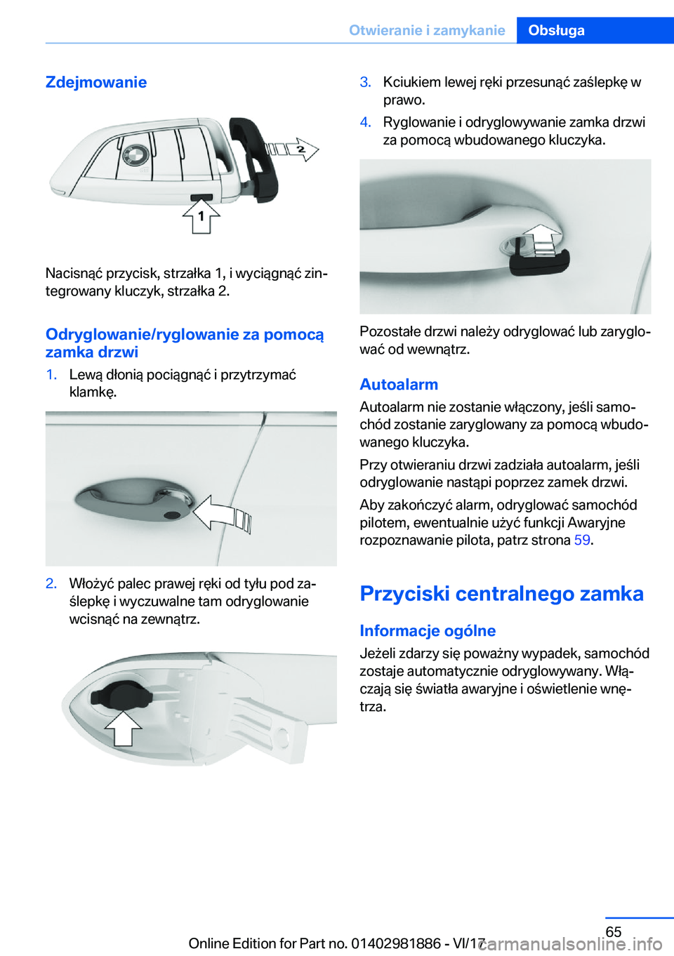 BMW 5 SERIES 2018  Instrukcja obsługi (in Polish) �Z�d�e�j�m�o�w�a�n�i�e
�N�a�c�i�s�n�