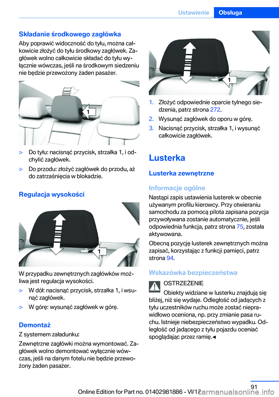 BMW 5 SERIES 2018  Instrukcja obsługi (in Polish) �S�k�ł�a�d�a�n�i�e��r�o�d�k�o�w�e�g�o��z�a�g�ł�