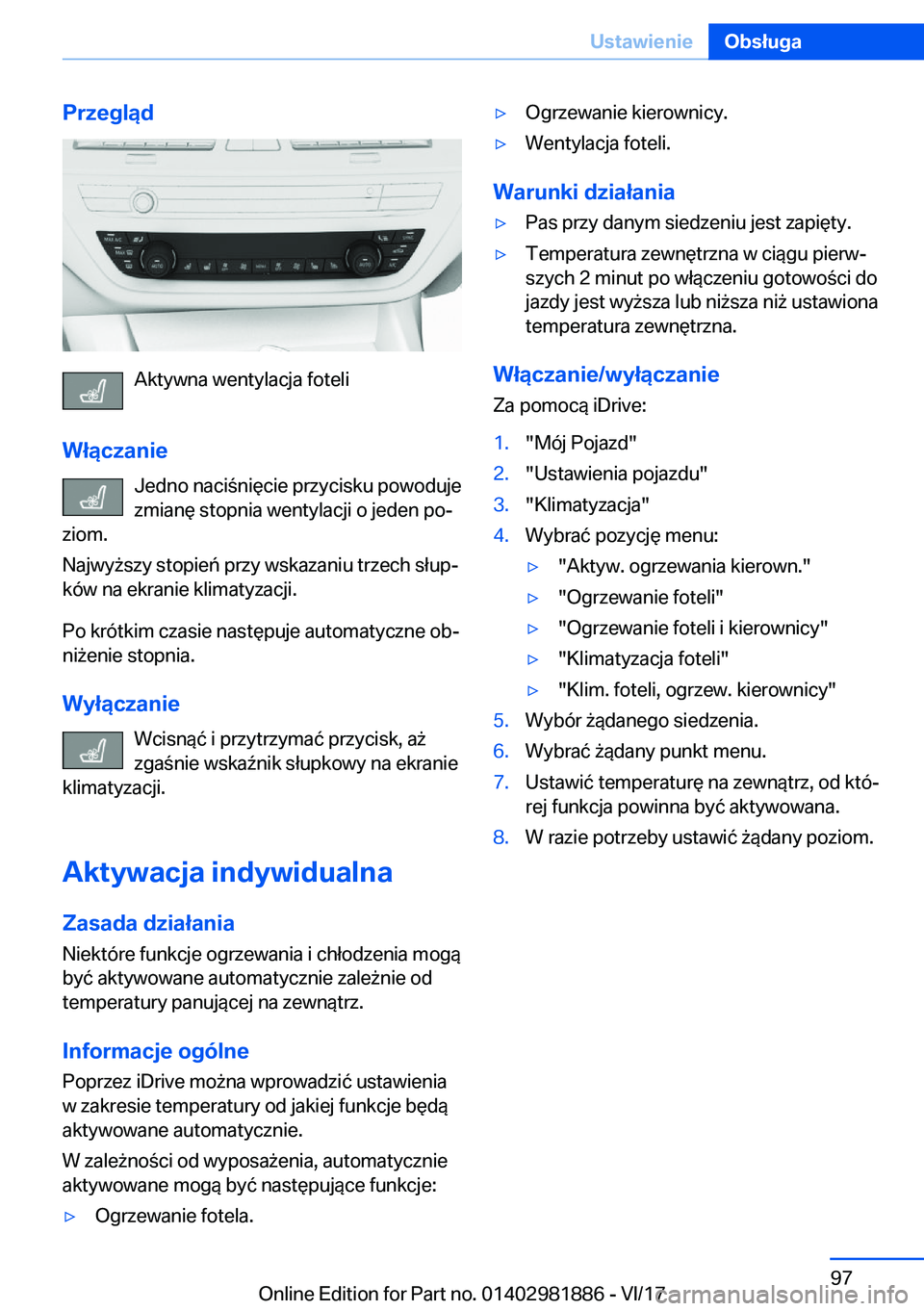 BMW 5 SERIES 2018  Instrukcja obsługi (in Polish) �P�r�z�e�g�l�