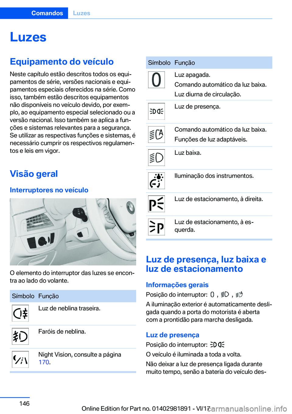 BMW 5 SERIES 2018  Manual do condutor (in Portuguese) �L�u�z�e�s�E�q�u�i�p�a�m�e�n�t�o��d�o��v�e�