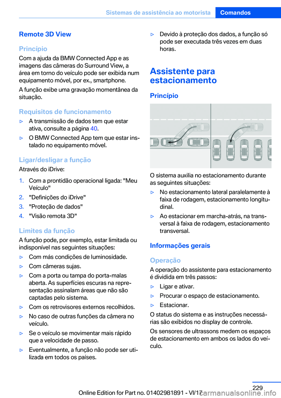 BMW 5 SERIES 2018  Manual do condutor (in Portuguese) �R�e�m�o�t�e��3�D��V�i�e�w
�P�r�i�n�c�