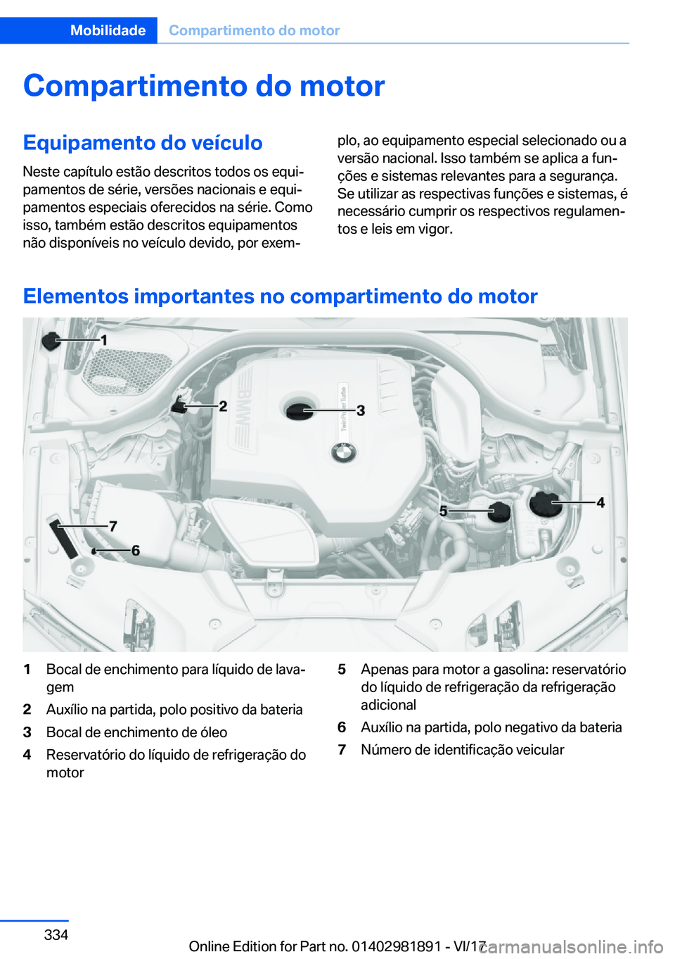 BMW 5 SERIES 2018  Manual do condutor (in Portuguese) �C�o�m�p�a�r�t�i�m�e�n�t�o��d�o��m�o�t�o�r�E�q�u�i�p�a�m�e�n�t�o��d�o��v�e�