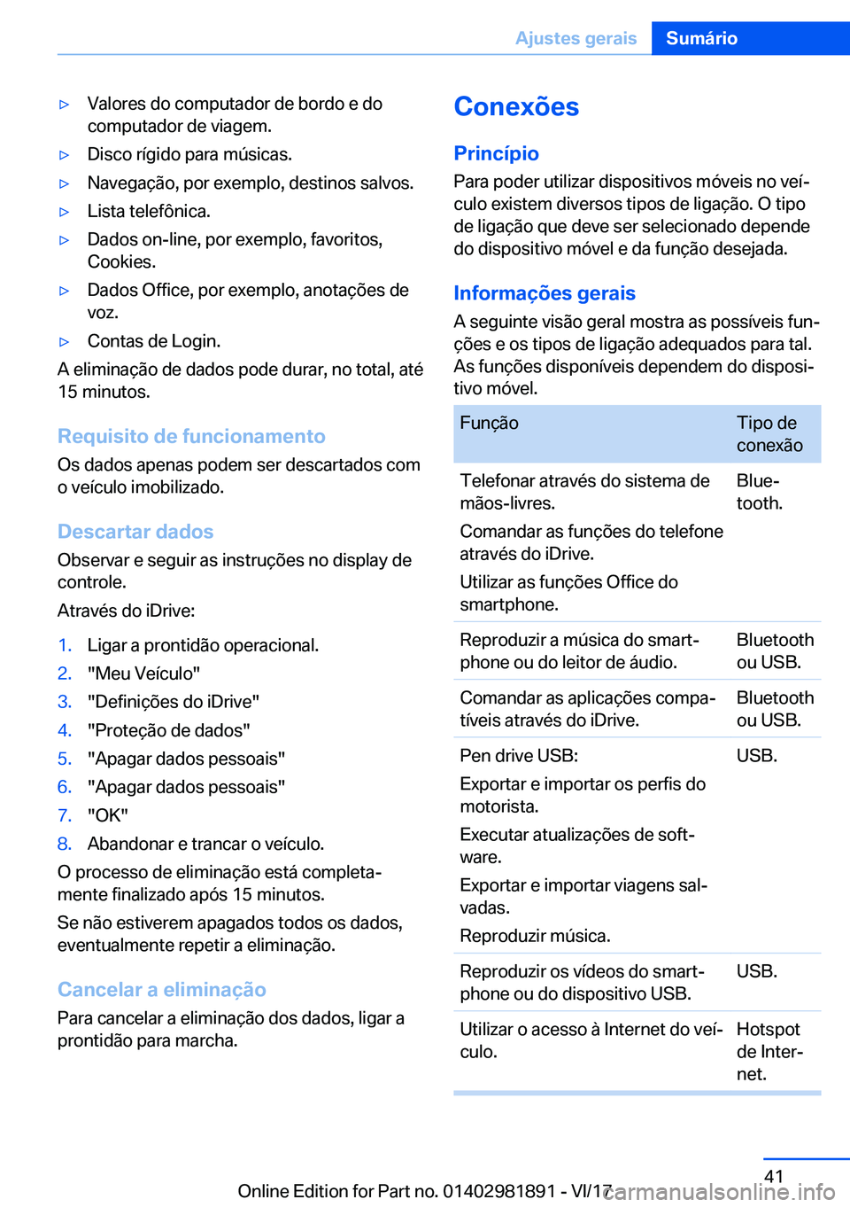 BMW 5 SERIES 2018  Manual do condutor (in Portuguese) 'y�V�a�l�o�r�e�s� �d�o� �c�o�m�p�u�t�a�d�o�r� �d�e� �b�o�r�d�o� �e� �d�o
�c�o�m�p�u�t�a�d�o�r� �d�e� �v�i�a�g�e�m�.'y�D�i�s�c�o� �r�