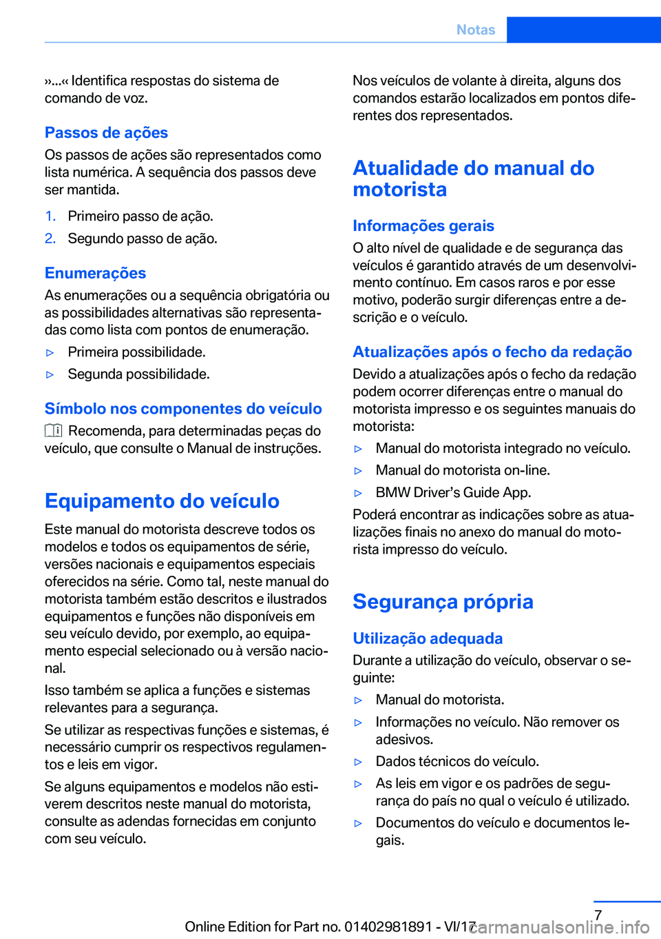 BMW 5 SERIES 2018  Manual do condutor (in Portuguese) #
