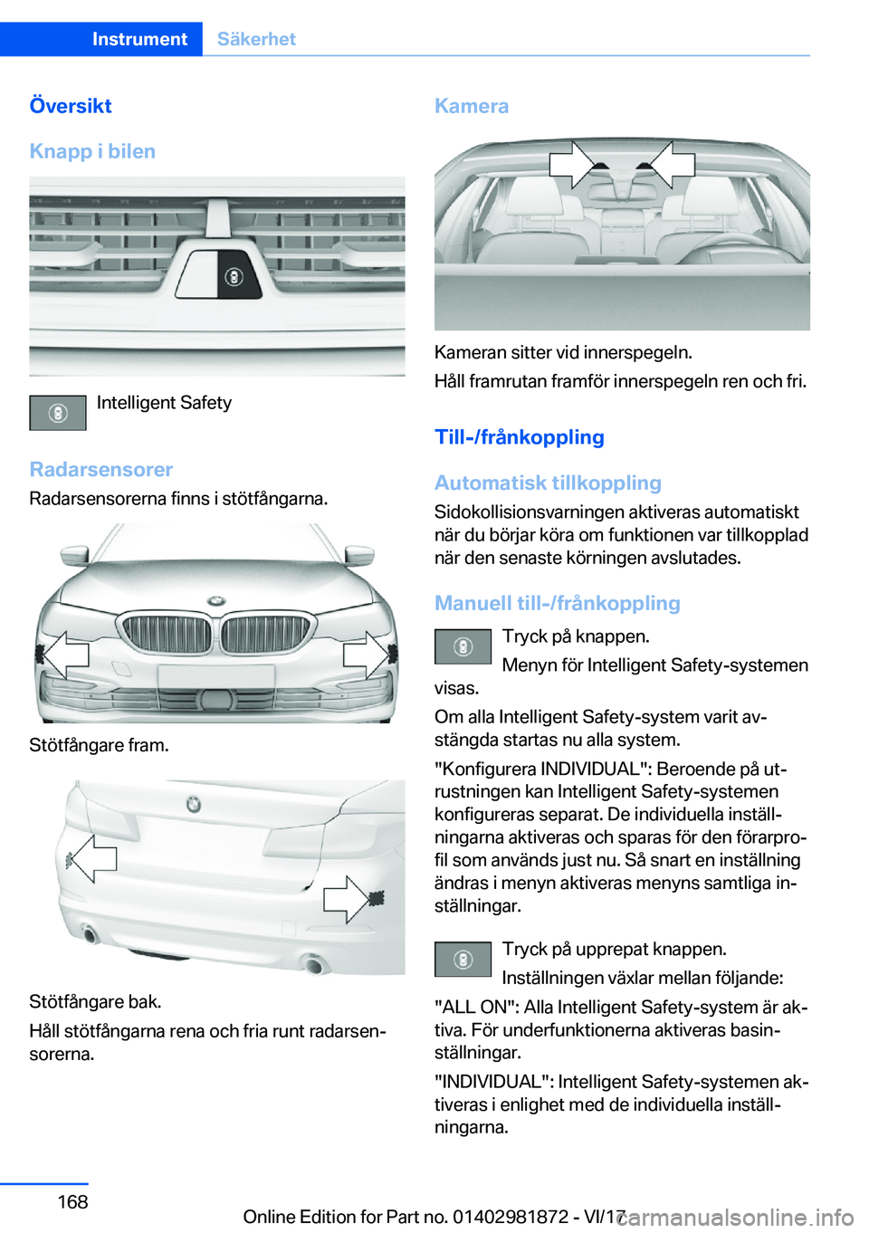 BMW 5 SERIES 2018  InstruktionsbÖcker (in Swedish) �