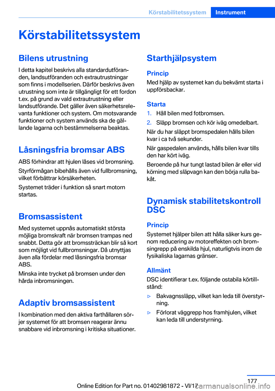 BMW 5 SERIES 2018  InstruktionsbÖcker (in Swedish) �K�