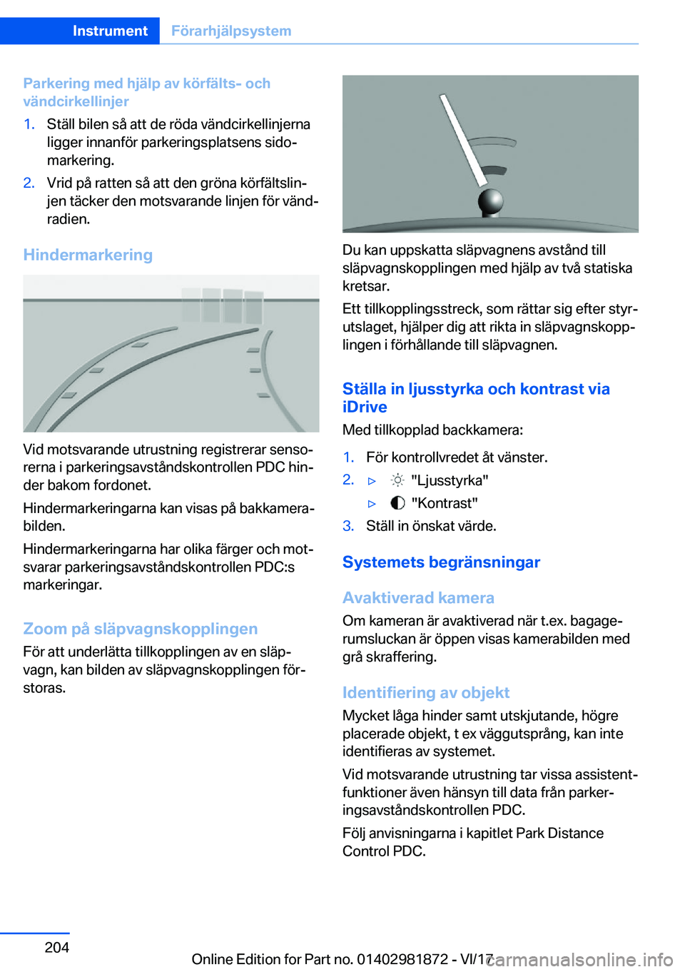 BMW 5 SERIES 2018  InstruktionsbÖcker (in Swedish) �P�a�r�k�e�r�i�n�g��m�e�d��h�j�ä�l�p��a�v��k�