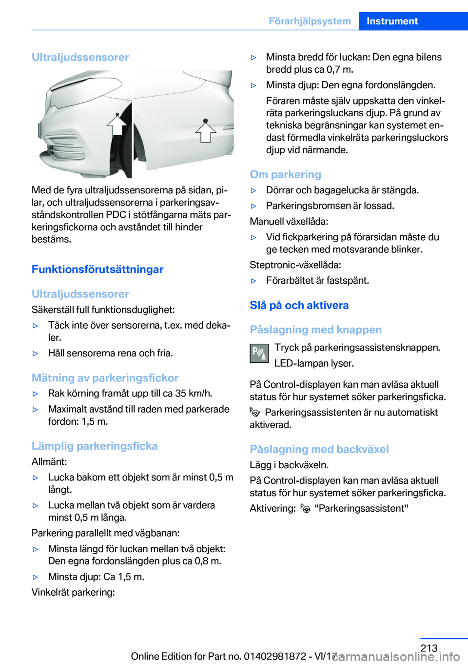 BMW 5 SERIES 2018  InstruktionsbÖcker (in Swedish) �U�l�t�r�a�l�j�u�d�s�s�e�n�s�o�r�e�r
�M�e�d� �d�e� �f�y�r�a� �u�l�t�r�a�l�j�u�d�s�s�e�n�s�o�r�e�r�n�a� �p�å� �s�i�d�a�n�,� �p�i#j�l�a�r�,� �o�c�h� �u�l�t�r�a�l�j�u�d�s�s�e�n�s�o�r�e�r�n�a� �i� �p�a�r