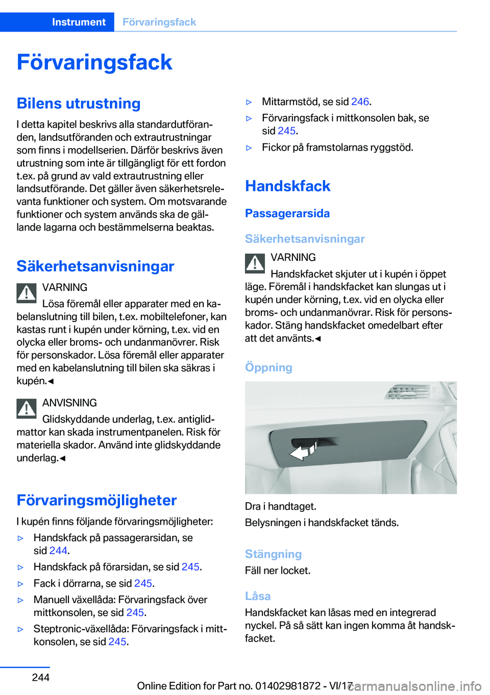 BMW 5 SERIES 2018  InstruktionsbÖcker (in Swedish) �F�