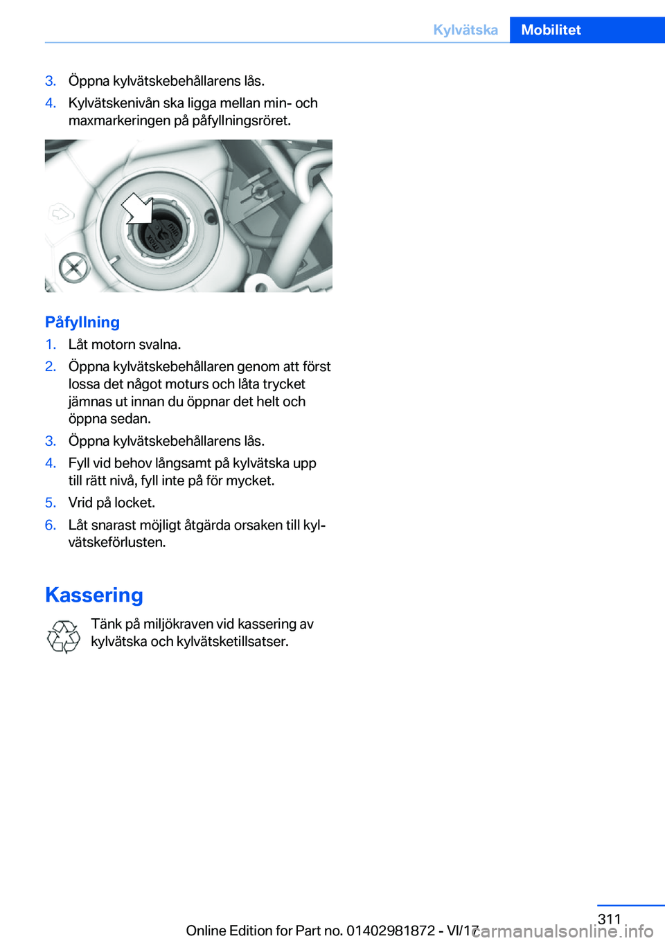 BMW 5 SERIES 2018  InstruktionsbÖcker (in Swedish) �3�.�