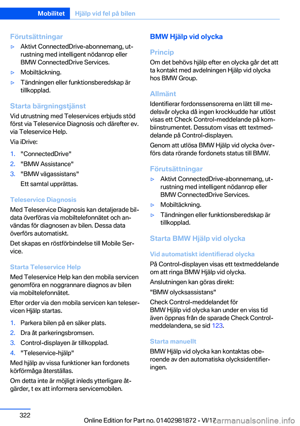 BMW 5 SERIES 2018  InstruktionsbÖcker (in Swedish) �F�