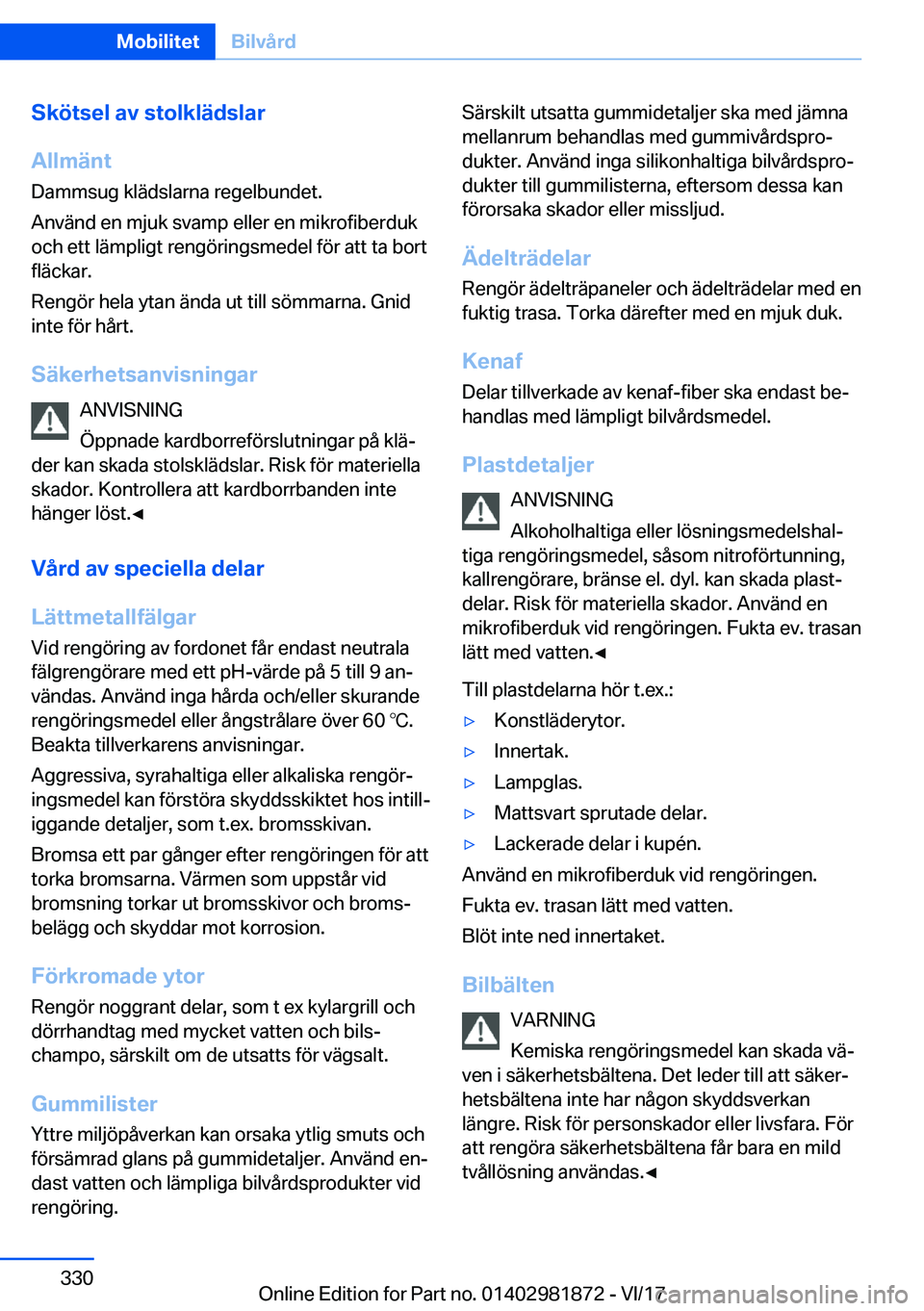 BMW 5 SERIES 2018  InstruktionsbÖcker (in Swedish) �S�k�