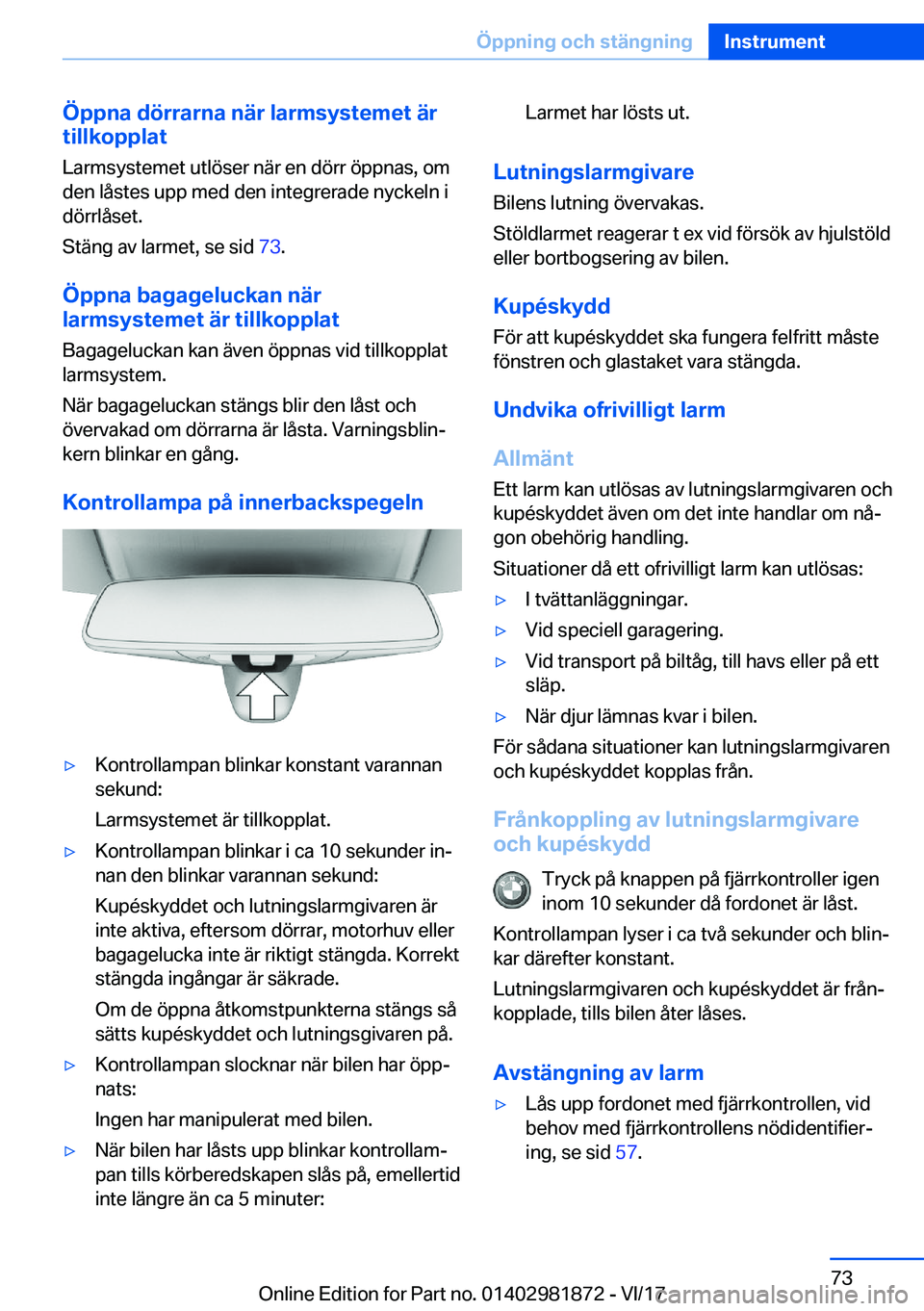 BMW 5 SERIES 2018  InstruktionsbÖcker (in Swedish) �