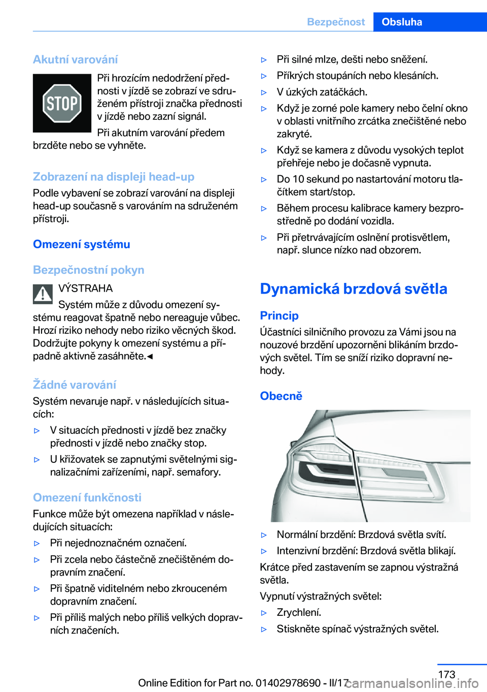 BMW 5 SERIES 2017  Návod na použití (in Czech) �A�k�u�t�n�