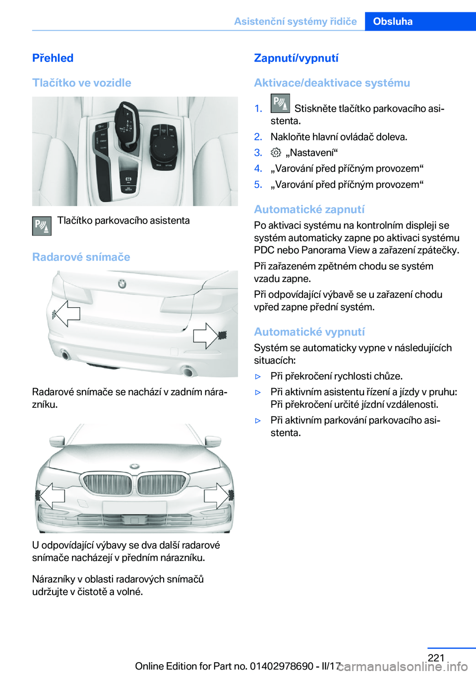 BMW 5 SERIES 2017  Návod na použití (in Czech) �P�e�h�l�e�d
�T�l�a�č�