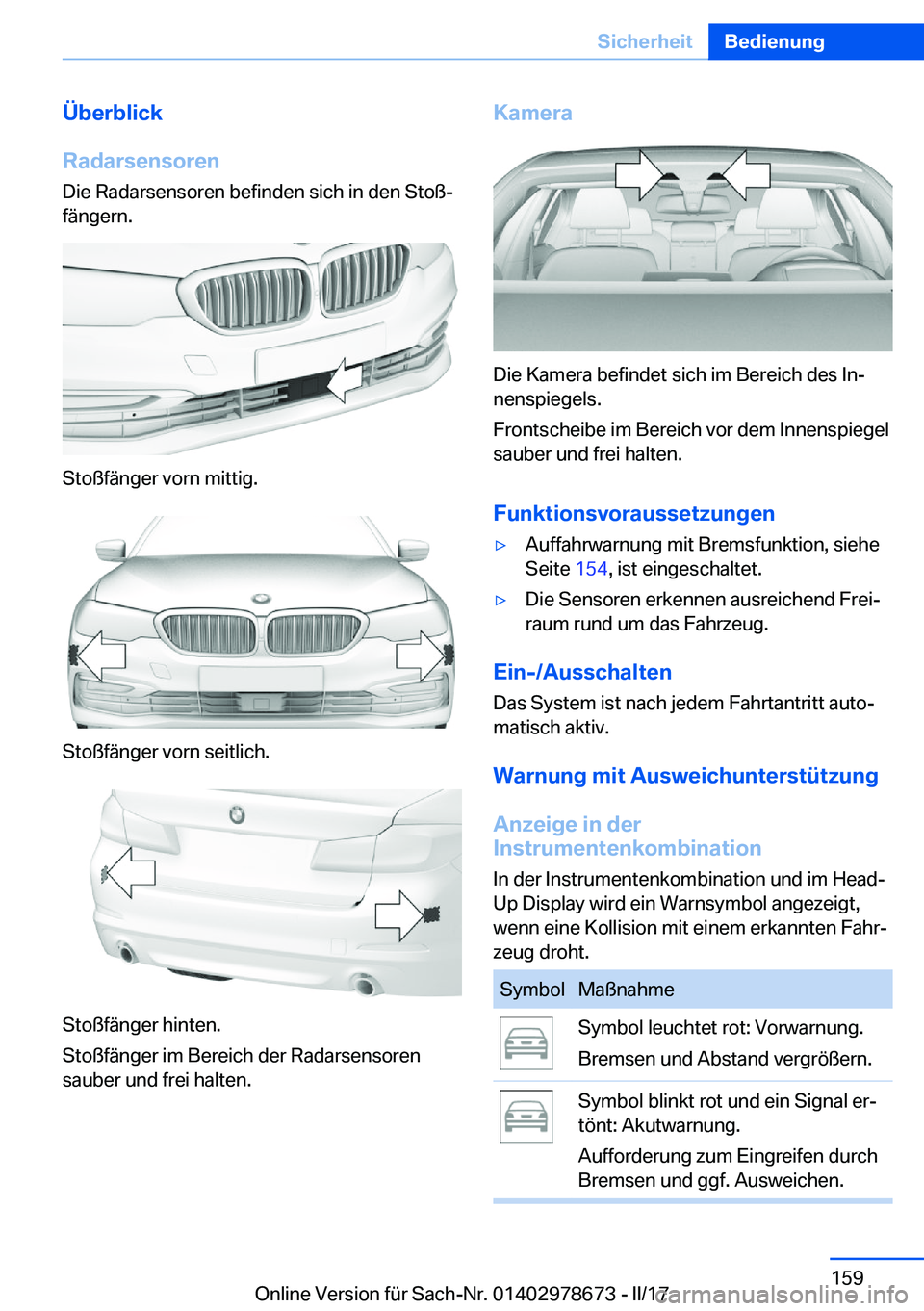 BMW 5 SERIES 2017  Betriebsanleitungen (in German) �