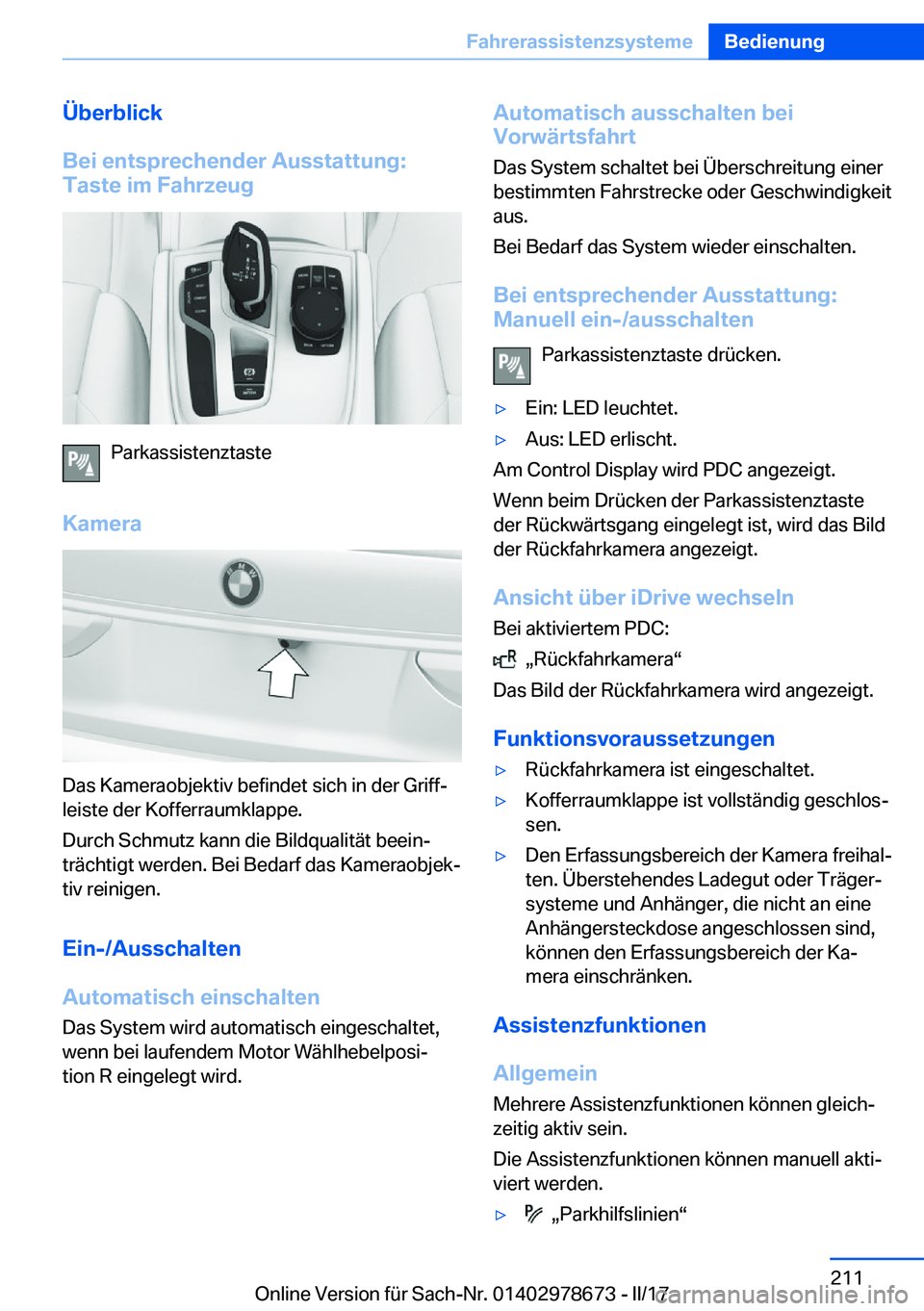 BMW 5 SERIES 2017  Betriebsanleitungen (in German) �