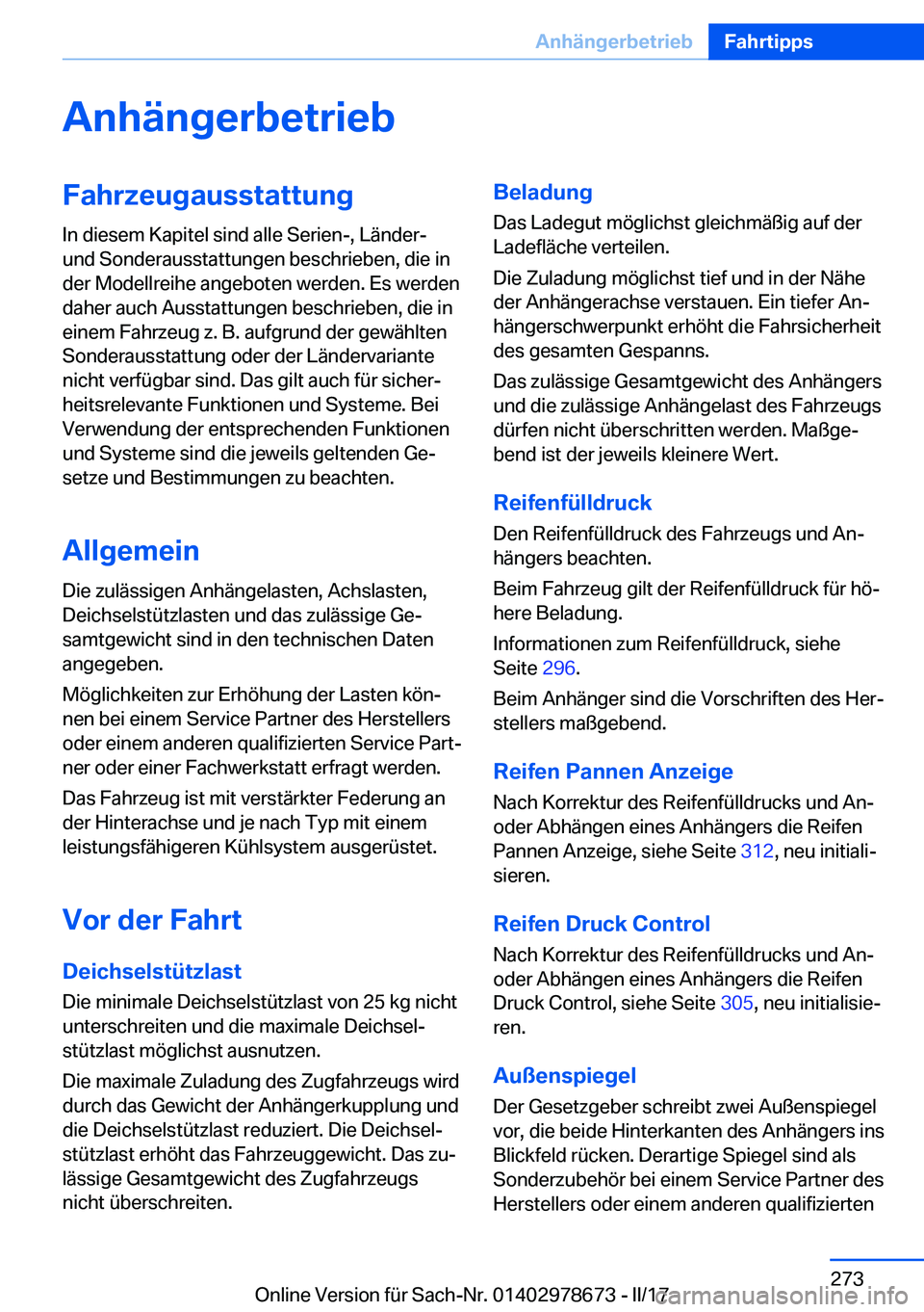BMW 5 SERIES 2017  Betriebsanleitungen (in German) �A�n�h�