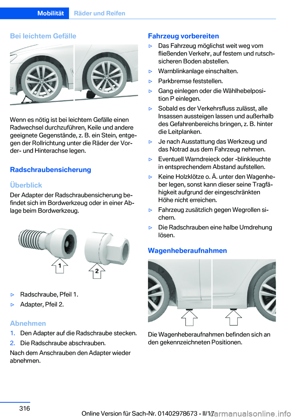 BMW 5 SERIES 2017  Betriebsanleitungen (in German) �B�e�i��l�e�i�c�h�t�e�m��G�e�f�