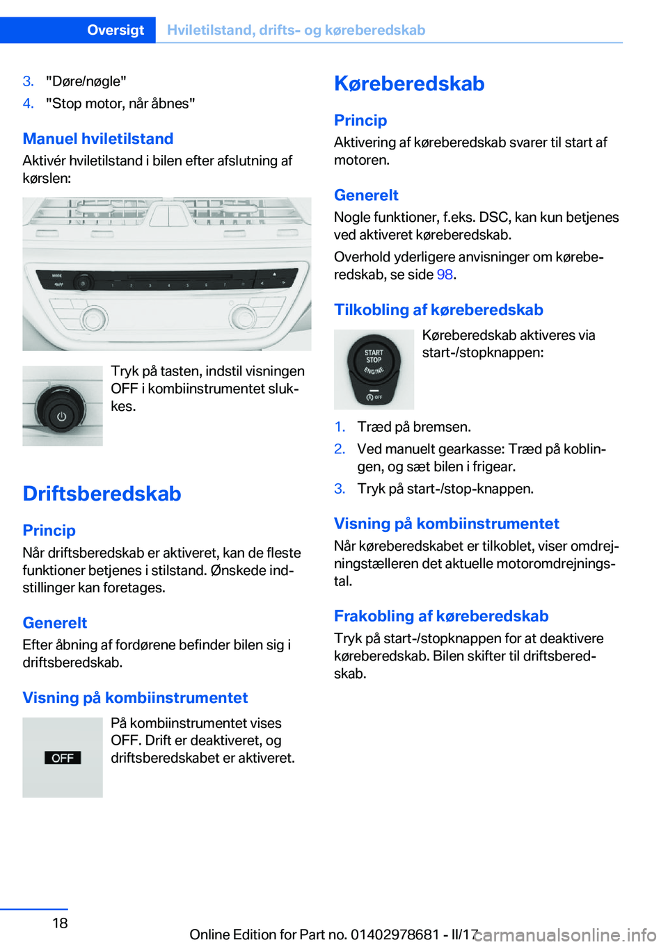 BMW 5 SERIES 2017  InstruktionsbØger (in Danish) �3�.�"�D�