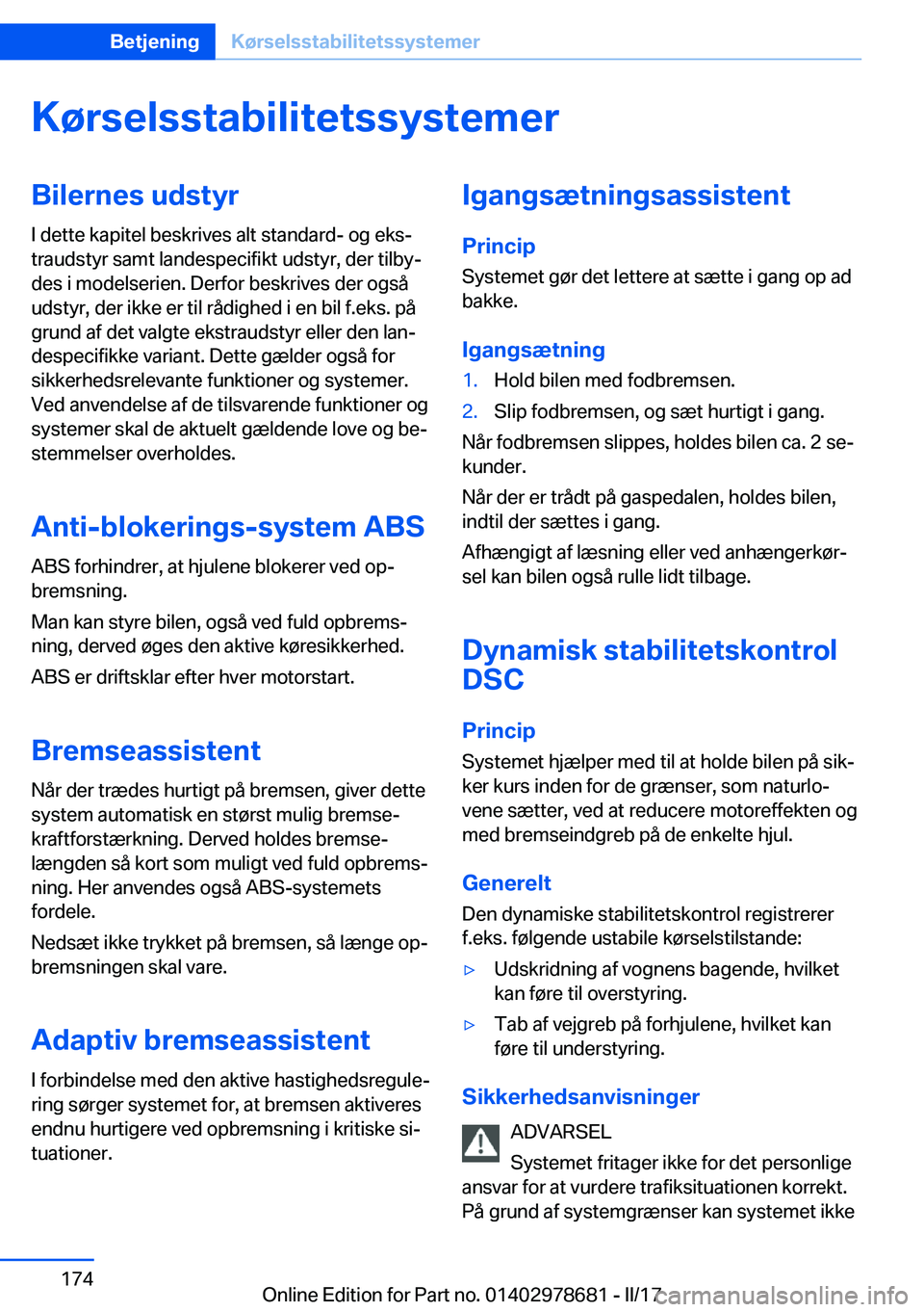 BMW 5 SERIES 2017  InstruktionsbØger (in Danish) �K�