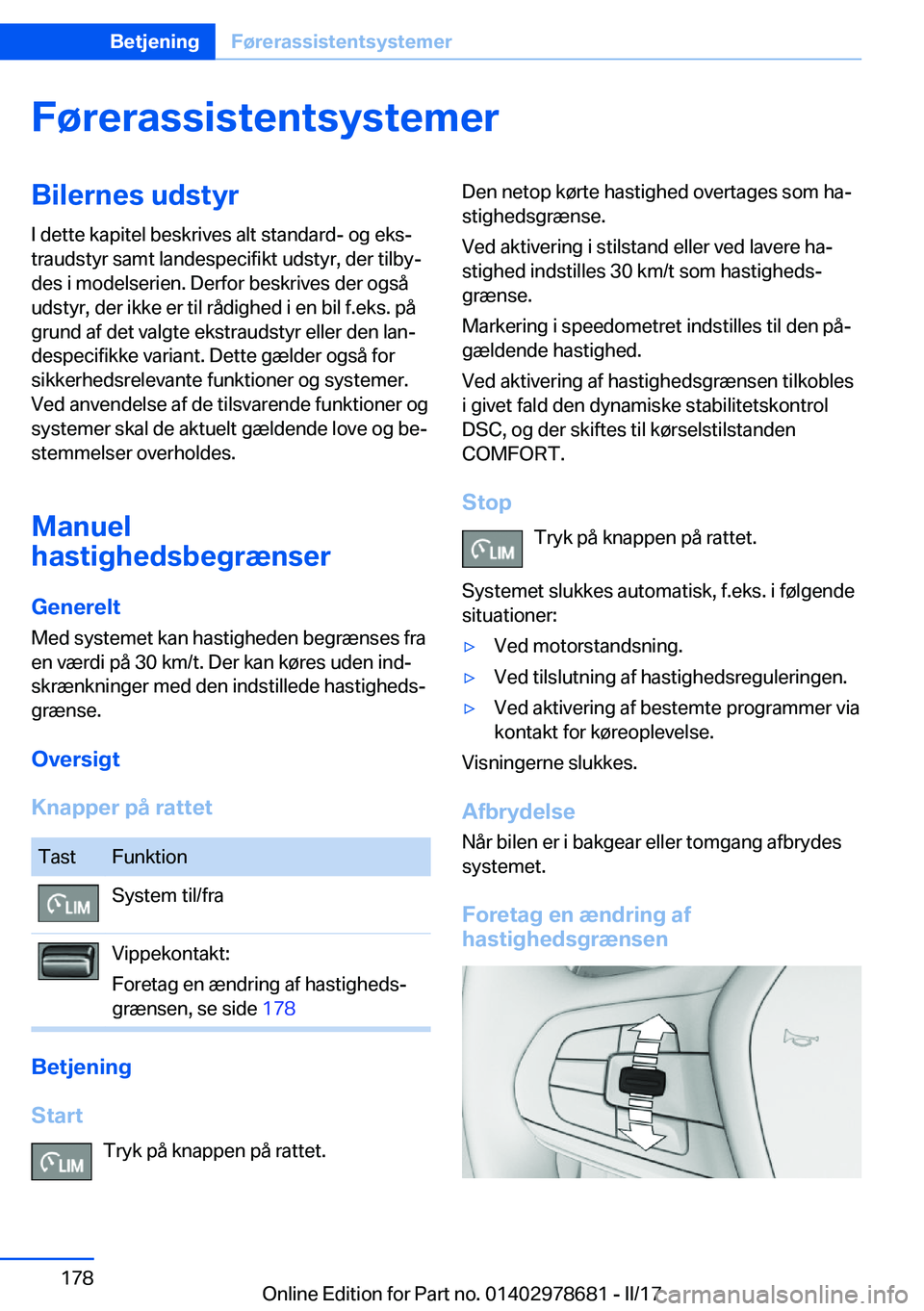 BMW 5 SERIES 2017  InstruktionsbØger (in Danish) �F�