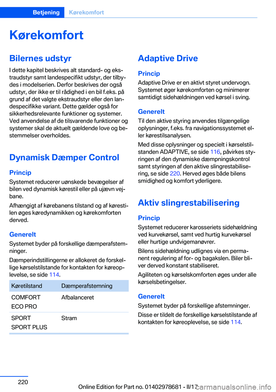 BMW 5 SERIES 2017  InstruktionsbØger (in Danish) �K�