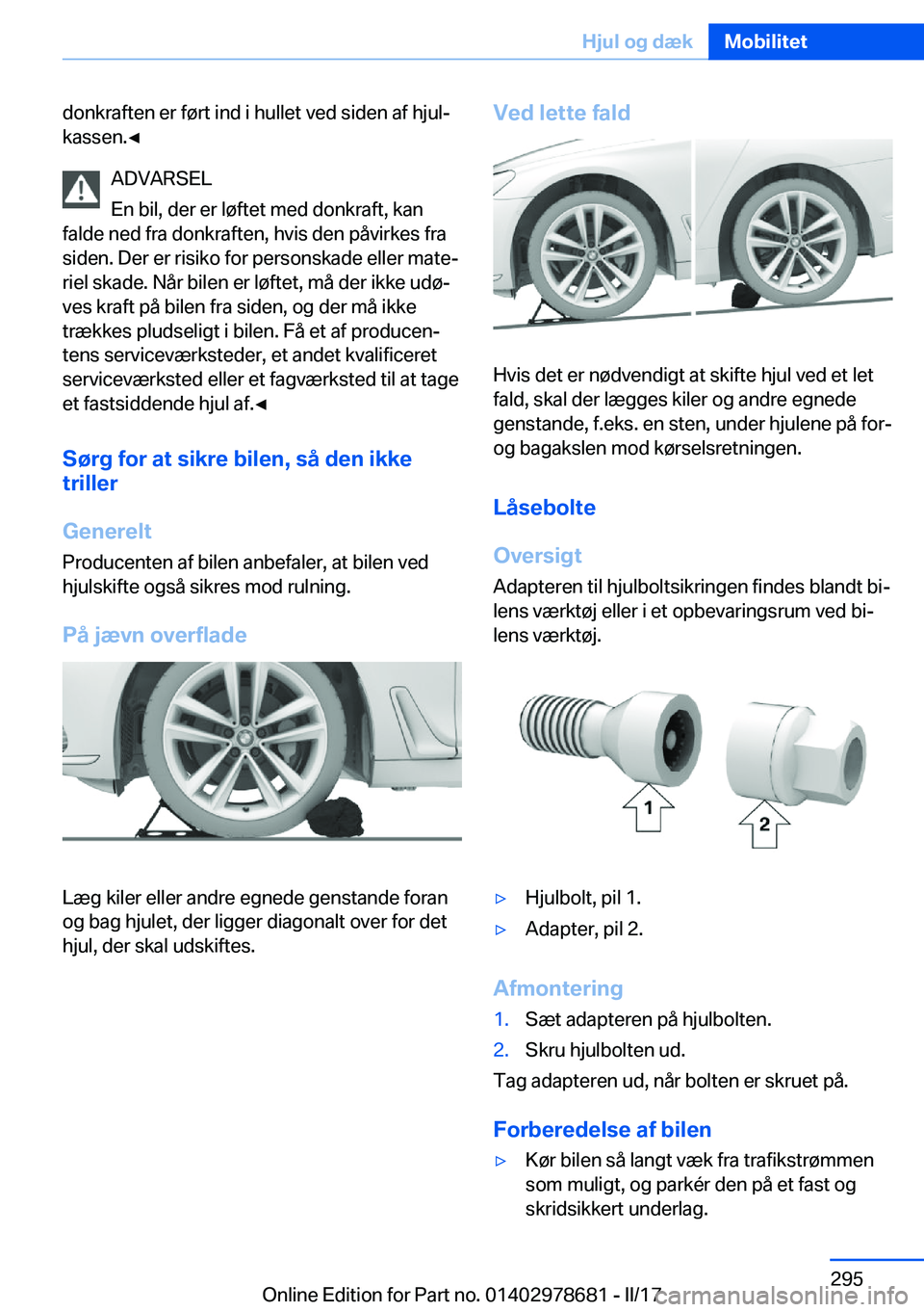 BMW 5 SERIES 2017  InstruktionsbØger (in Danish) �d�o�n�k�r�a�f�t�e�n� �e�r� �f�