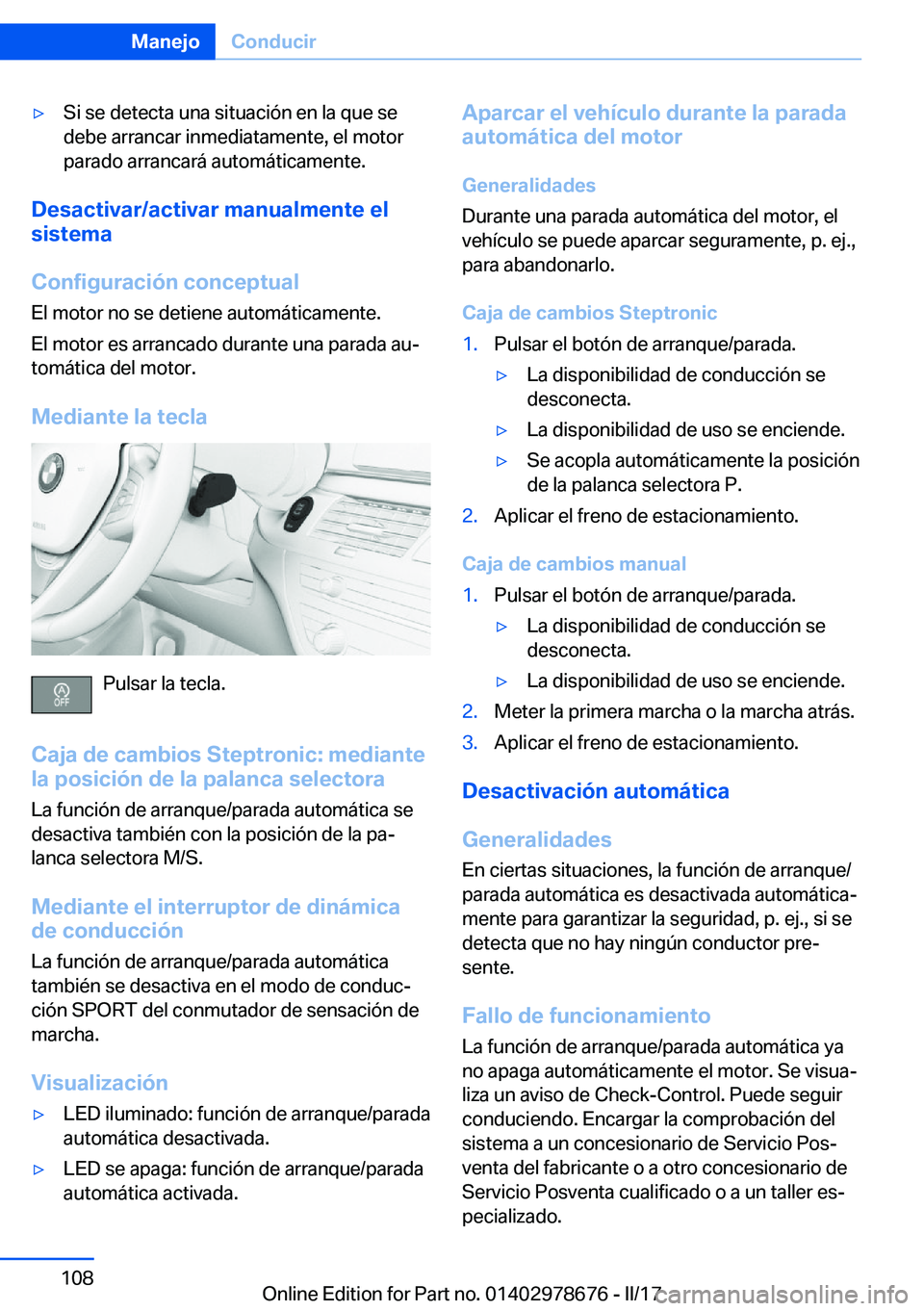 BMW 5 SERIES 2017  Manuales de Empleo (in Spanish) 'y�S�i� �s�e� �d�e�t�e�c�t�a� �u�n�a� �s�i�t�u�a�c�i�
