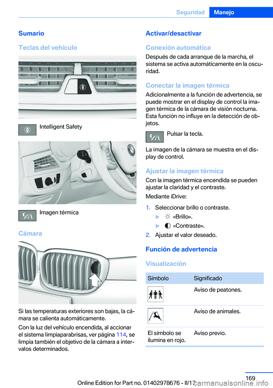 BMW 5 SERIES 2017  Manuales de Empleo (in Spanish) �S�u�m�a�r�i�o
�T�e�c�l�a�s��d�e�l��v�e�h�