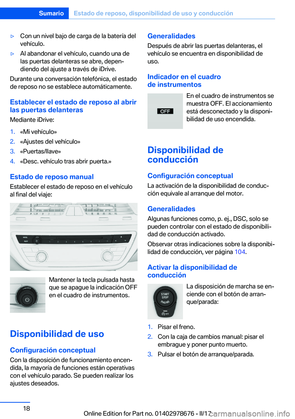 BMW 5 SERIES 2017  Manuales de Empleo (in Spanish) 'y�C�o�n� �u�n� �n�i�v�e�l� �b�a�j�o� �d�e� �c�a�r�g�a� �d�e� �l�a� �b�a�t�e�r�