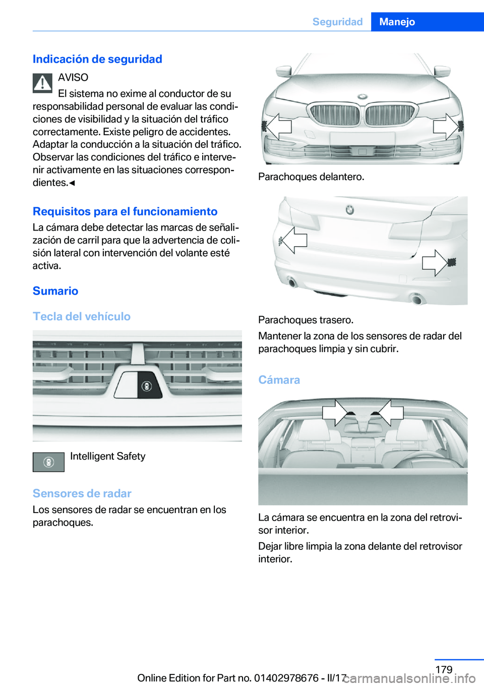 BMW 5 SERIES 2017  Manuales de Empleo (in Spanish) �I�n�d�i�c�a�c�i�