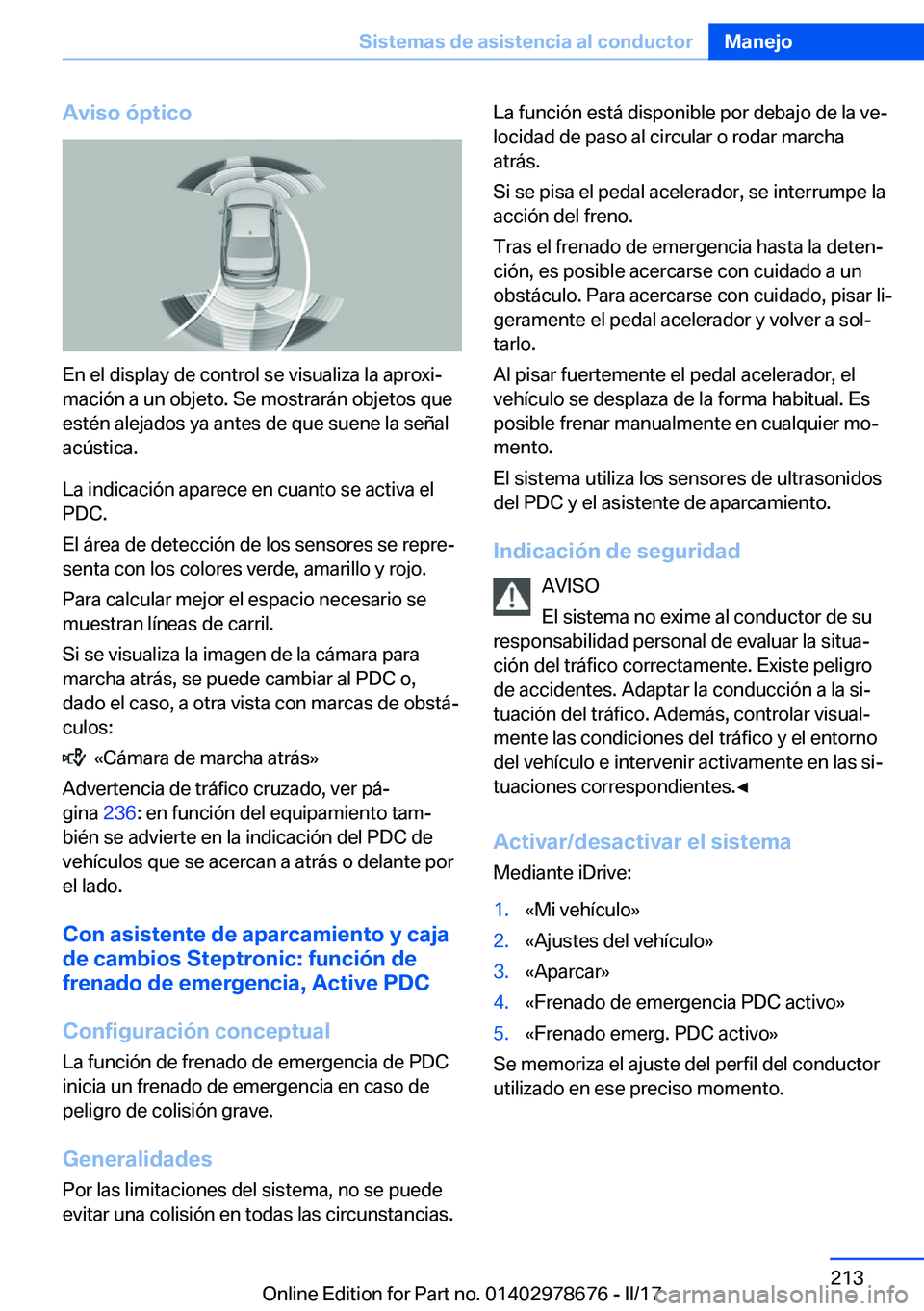 BMW 5 SERIES 2017  Manuales de Empleo (in Spanish) �A�v�i�s�o��