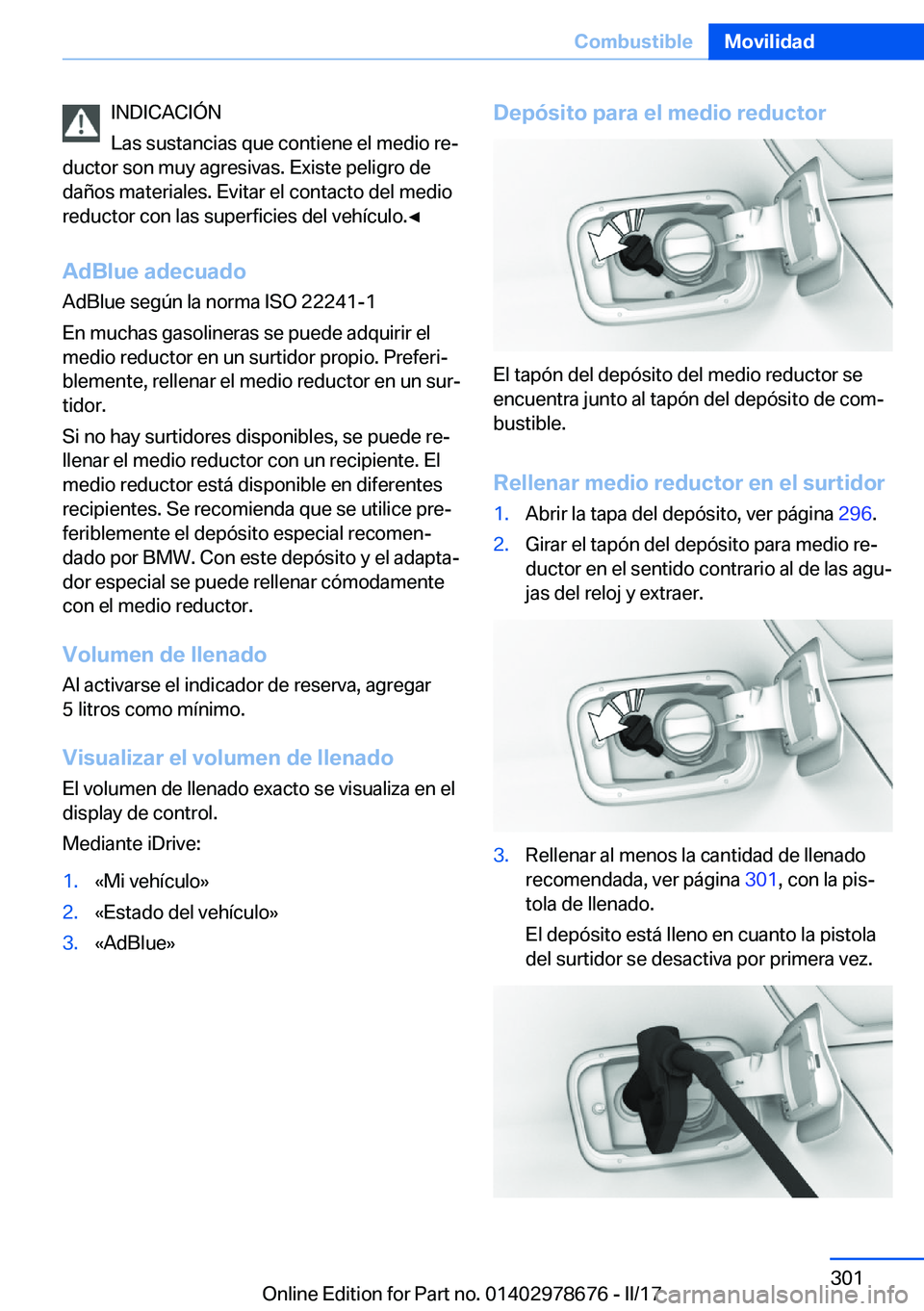 BMW 5 SERIES 2017  Manuales de Empleo (in Spanish) �I�N�D�I�C�A�C�I�