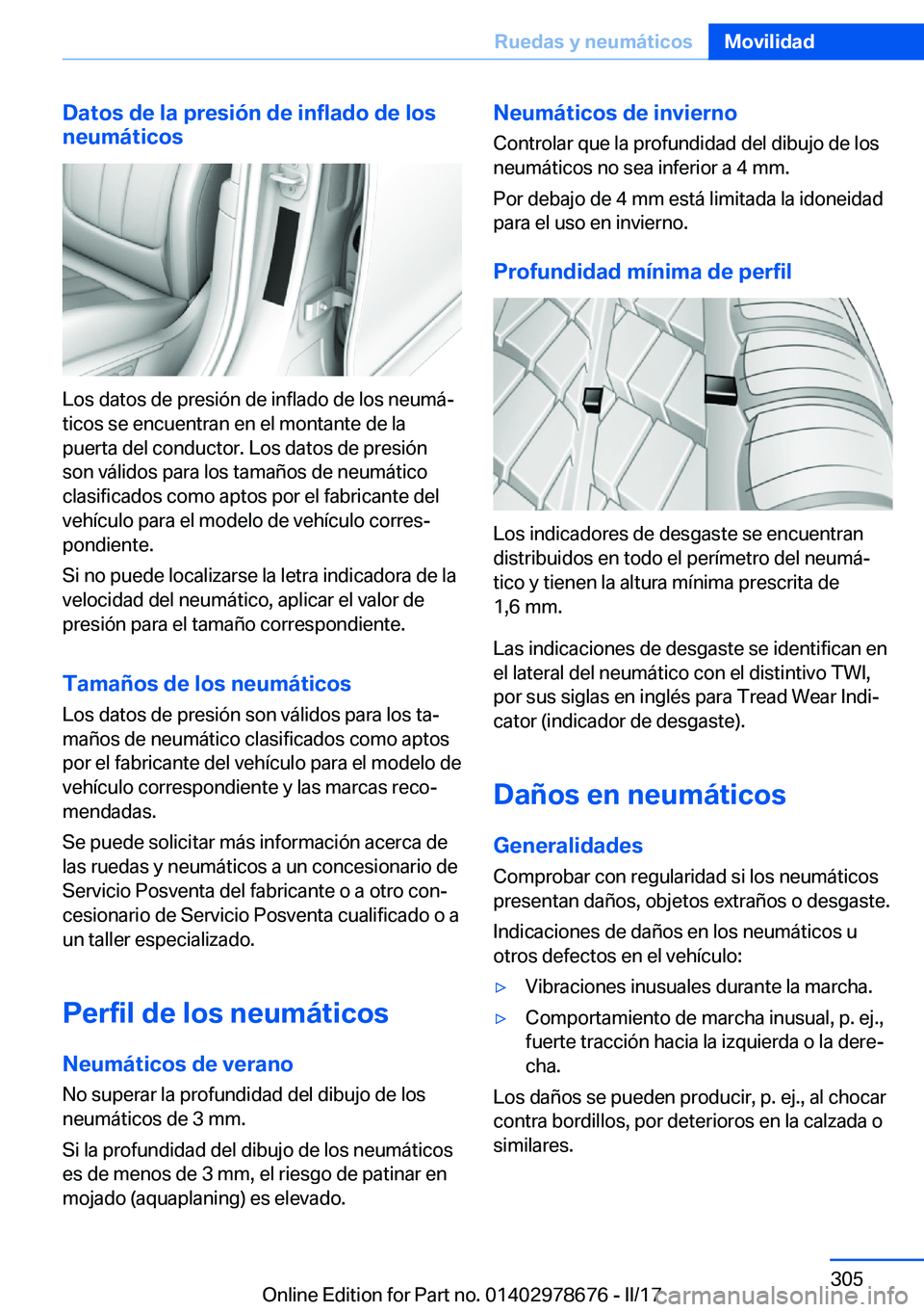 BMW 5 SERIES 2017  Manuales de Empleo (in Spanish) �D�a�t�o�s��d�e��l�a��p�r�e�s�i�