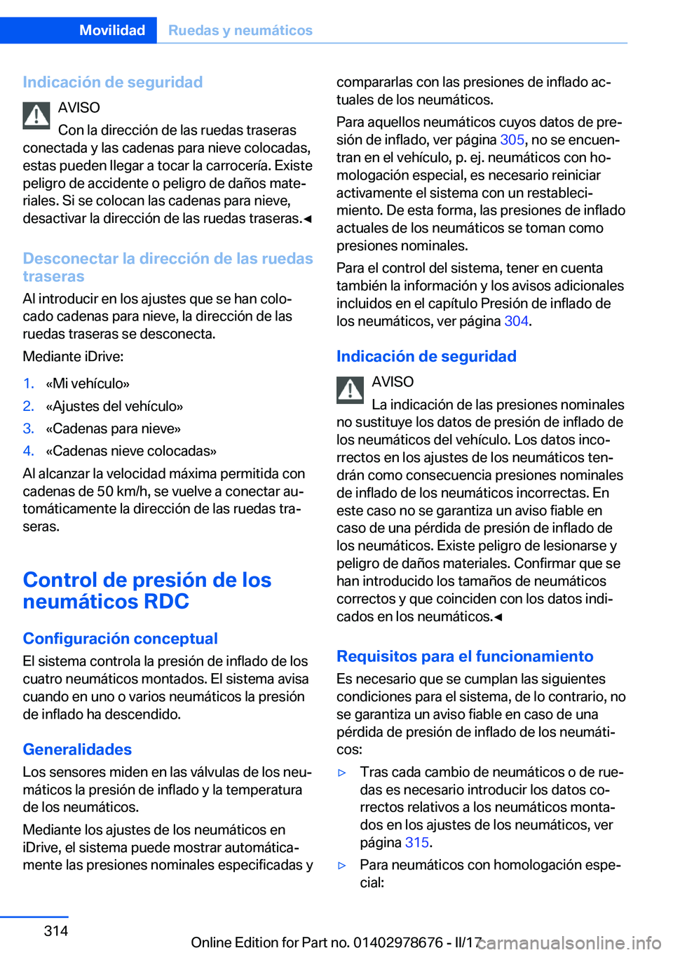 BMW 5 SERIES 2017  Manuales de Empleo (in Spanish) �I�n�d�i�c�a�c�i�