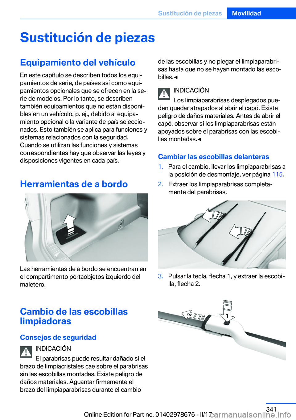 BMW 5 SERIES 2017  Manuales de Empleo (in Spanish) �S�u�s�t�i�t�u�c�i�