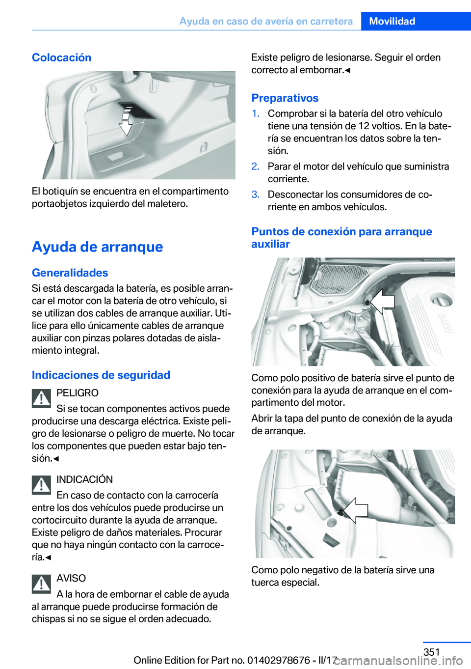 BMW 5 SERIES 2017  Manuales de Empleo (in Spanish) �C�o�l�o�c�a�c�i�