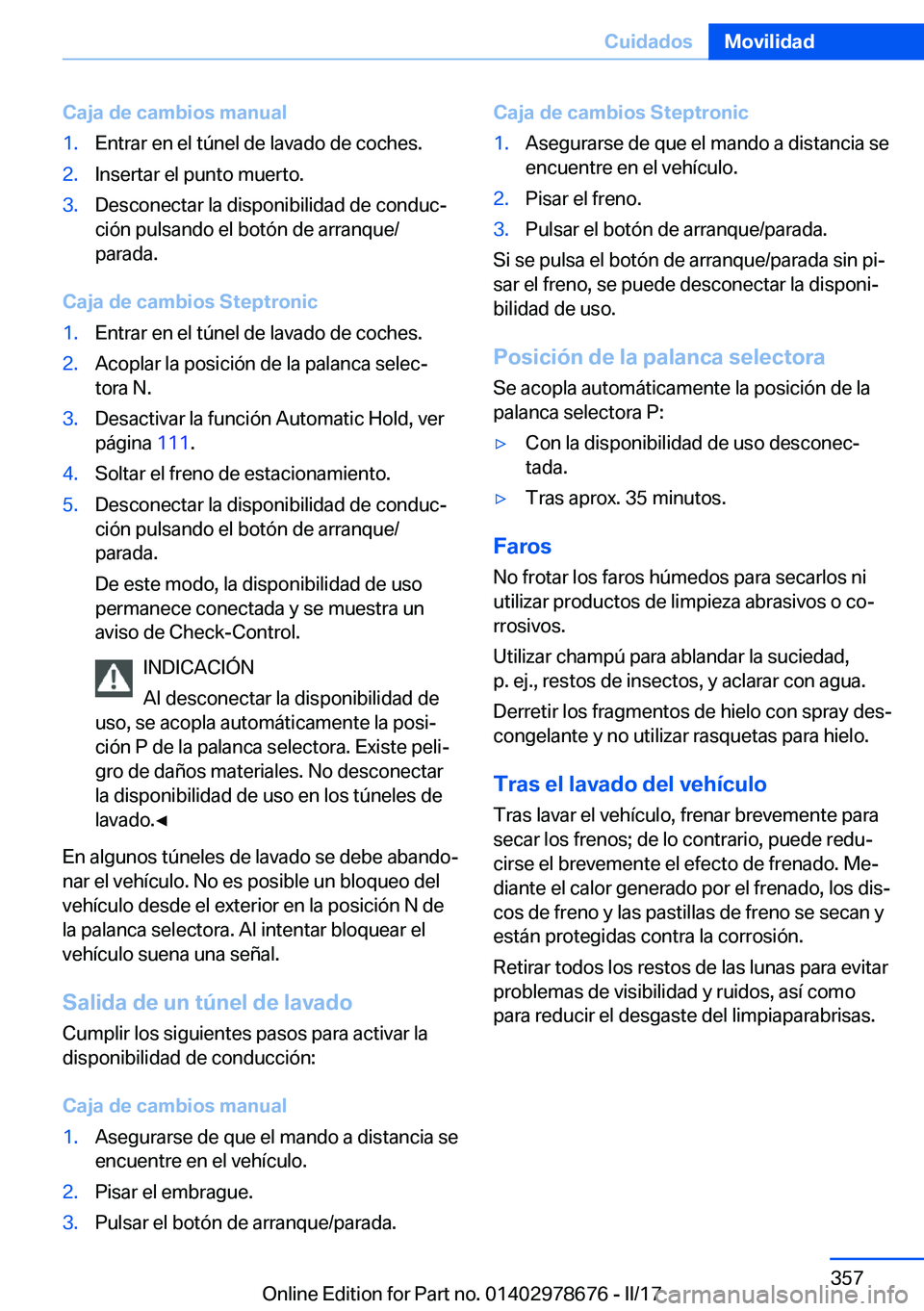 BMW 5 SERIES 2017  Manuales de Empleo (in Spanish) �C�a�j�a��d�e��c�a�m�b�i�o�s��m�a�n�u�a�l�1�.�E�n�t�r�a�r� �e�n� �e�l� �t�