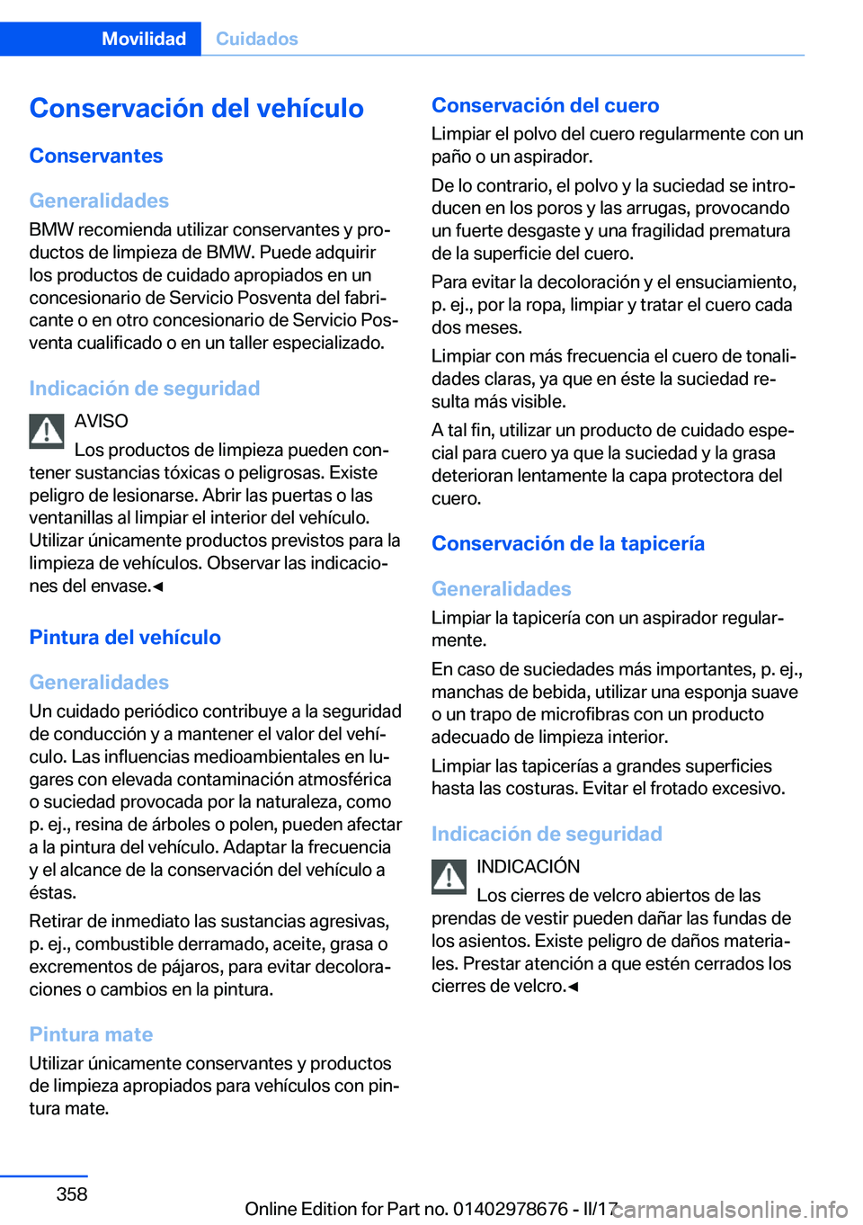 BMW 5 SERIES 2017  Manuales de Empleo (in Spanish) �C�o�n�s�e�r�v�a�c�i�