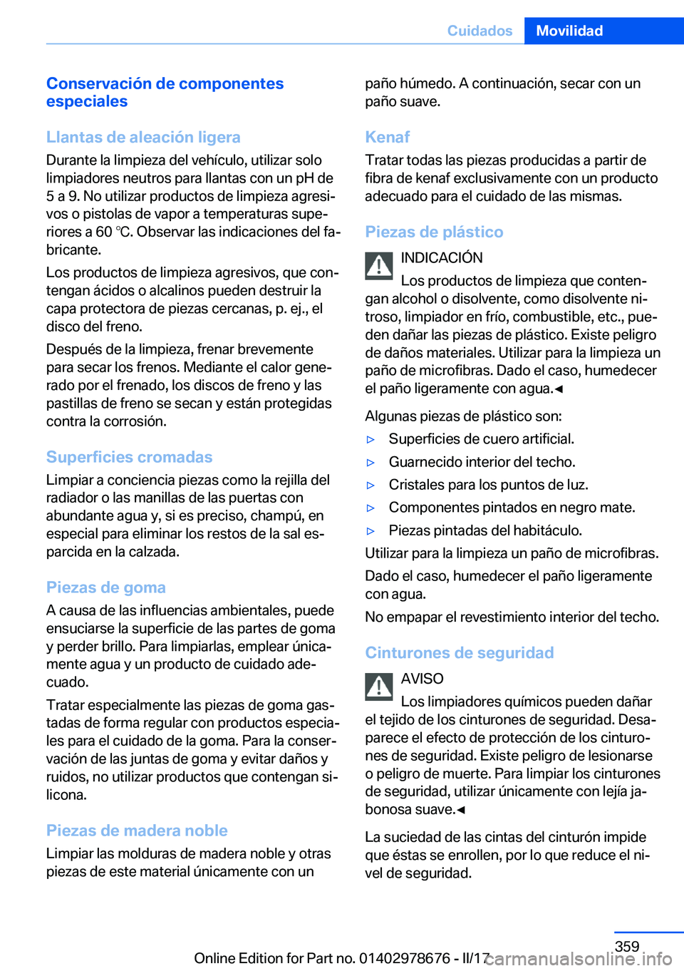 BMW 5 SERIES 2017  Manuales de Empleo (in Spanish) �C�o�n�s�e�r�v�a�c�i�
