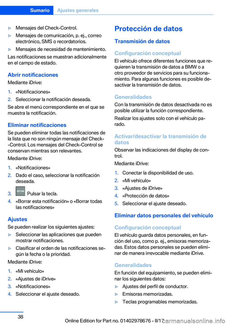 BMW 5 SERIES 2017  Manuales de Empleo (in Spanish) 'y�M�e�n�s�a�j�e�s� �d�e�l� �C�h�e�c�k�-�C�o�n�t�r�o�l�.'y�M�e�n�s�a�j�e�s� �d�e� �c�o�m�u�n�i�c�a�c�i�